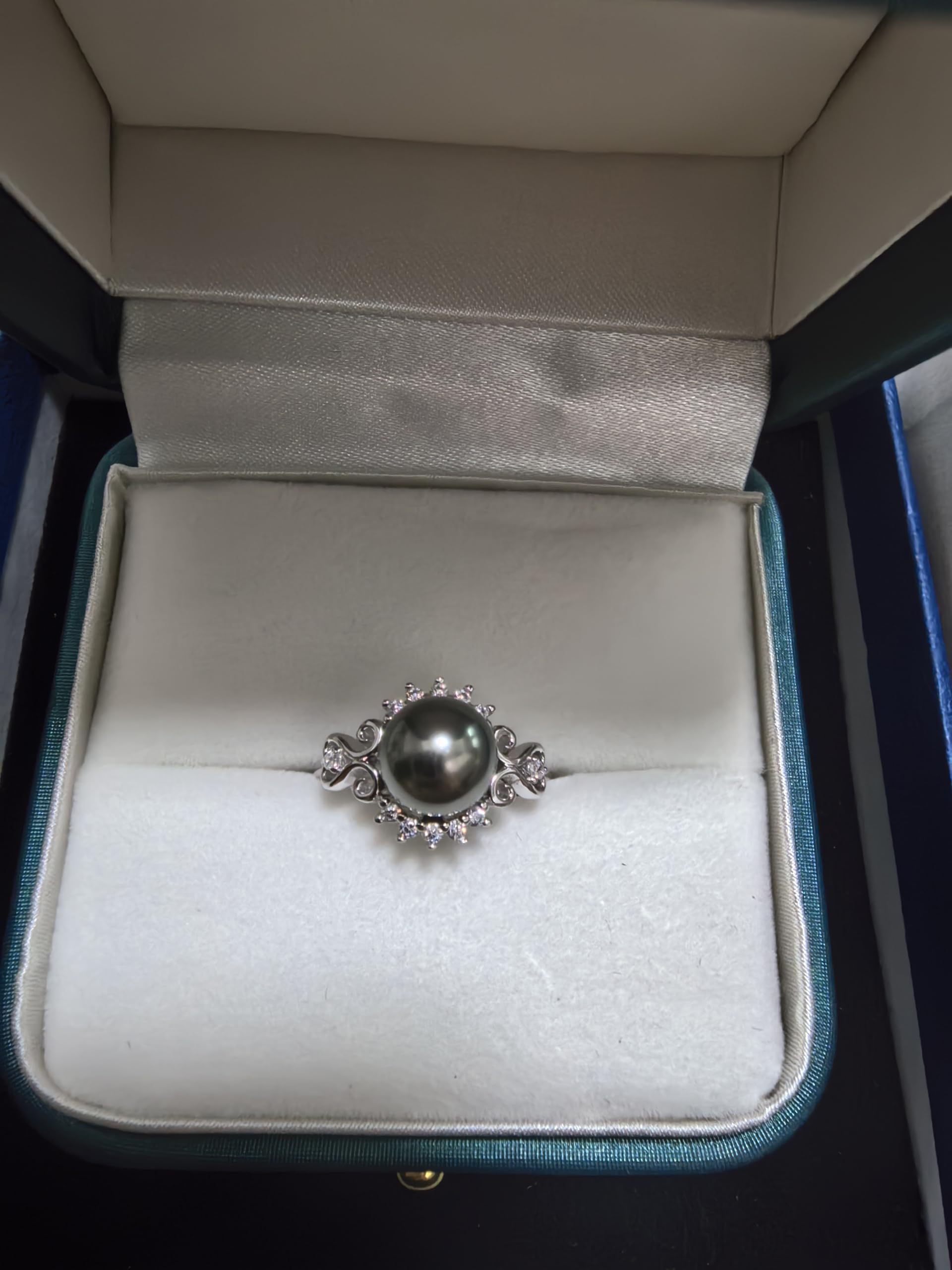 Tahitian Black Pearl Rings Jewelry For Women Fashion Christmas Gifts Wife Mom Girlfriend, Anniversary Birthday Fine Jewelry Gifts for Her NO33247