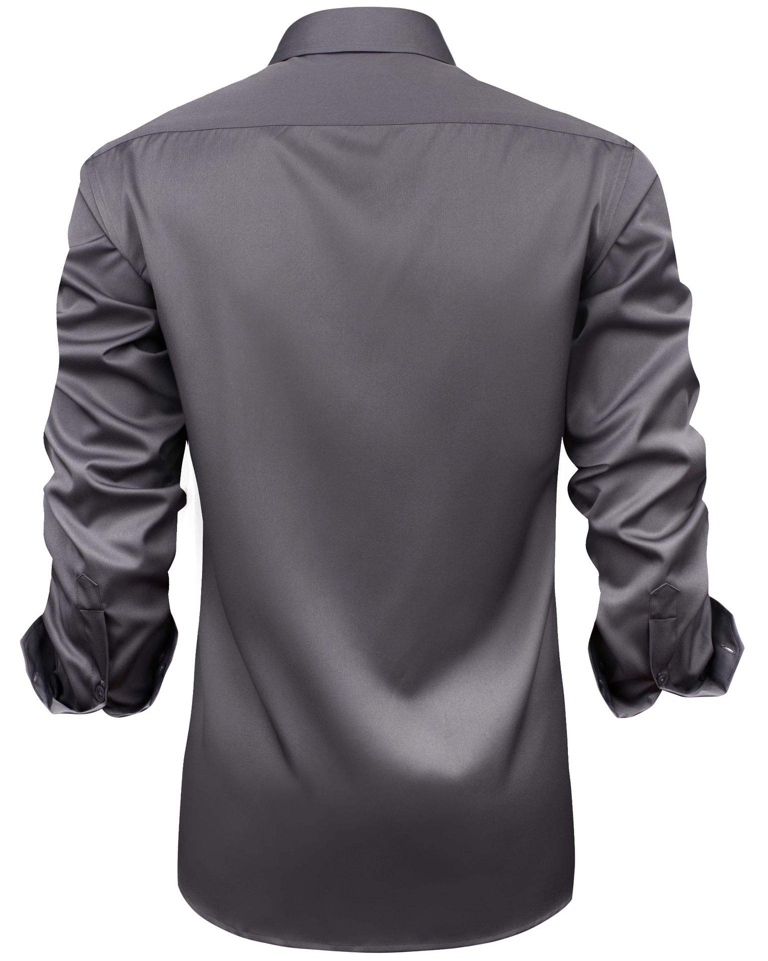 J.VER Mens Dress Shirts Stretch Wrinkle Free Button Down Shirt Casual Long Sleeve Business Formal Stylish Tops Grey Small