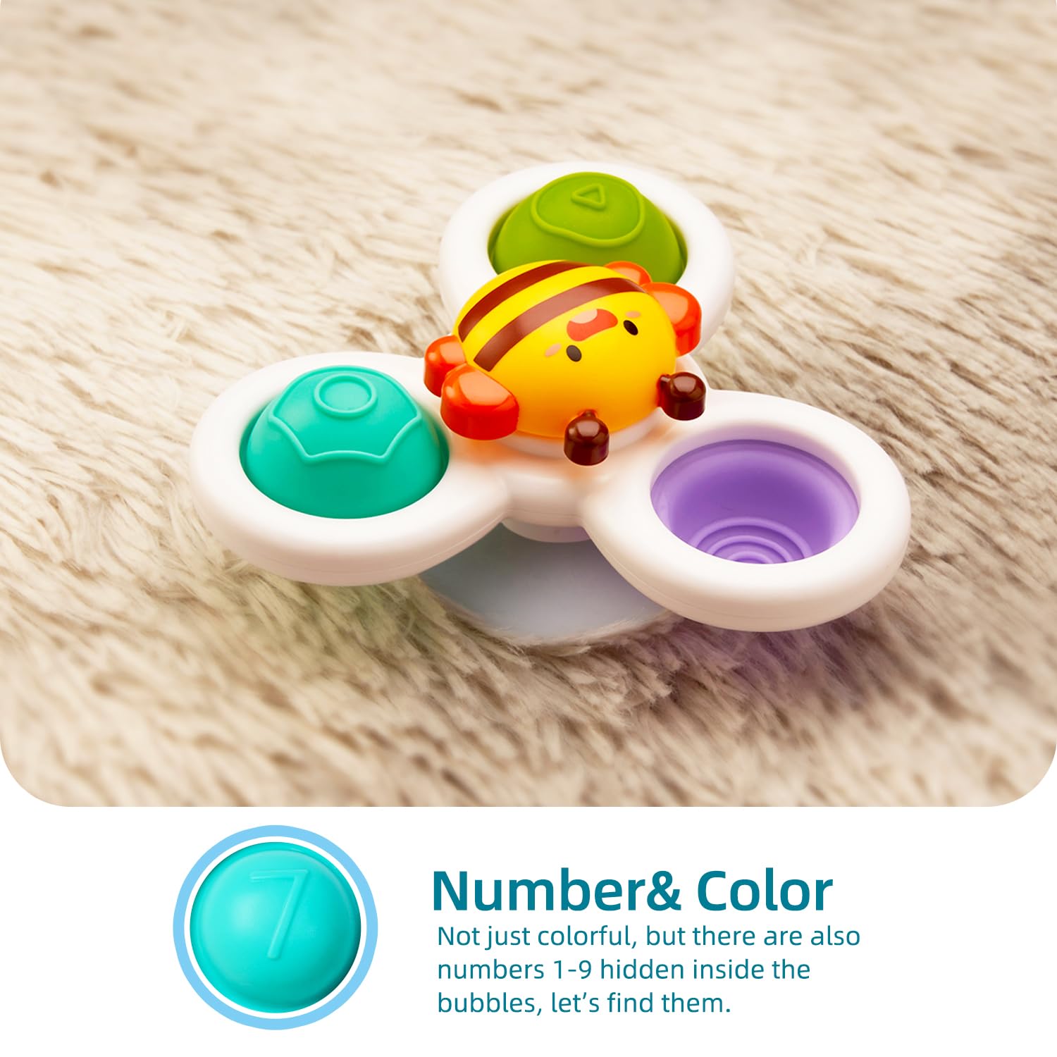 LiKee Strong Suction Cup Fidget Rotating Sensory Bath Toys for Baby Christmas Stocking Stuffers, Airplane Car Travel Table & Window Toys for Toddler Boys and Girls, 10+ Months