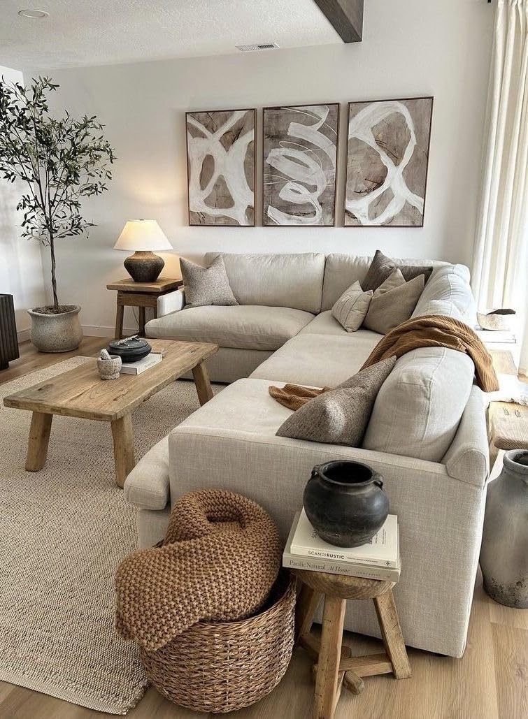 S & L Homes Jute Cotton Hand Woven Natural Farmhouse Area Rug for Living Room - Rustic Vintage Bohemian Décor - (8' x 10' Natural)