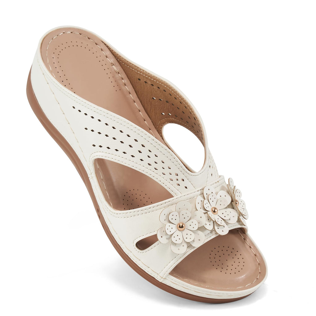 Ecetana Sandals for Women Wedge Shoes: Slip On Dressy Summer Comfortable Slides Sandals 2026 Casual Memory Foam Platform Shoes