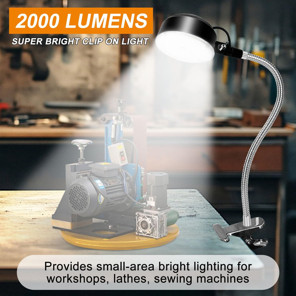 WangJiaTai Magnetic Work Light, LED Machine Light, Work Light with Flexible & Magnetic Base, Shop Tool Lamp for Lathe, Work Bench, Sewing Machine, Bandsaw, Industrial Lighting, 2000 Lumens, Black