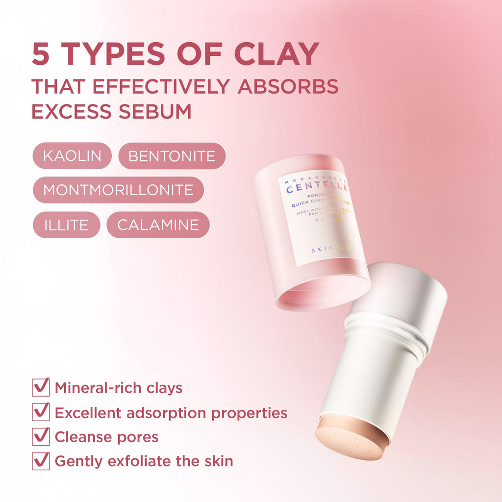 SKIN1004 Valentine Gifts, Poremizing Quick Clay Stick Mask, Face Masks Skincare for Pore Minimizing, Facial Clay Mask with Madagascar Centella, Pore Mask for Sebum, Korean Skin Care, 0.95 oz / 27g