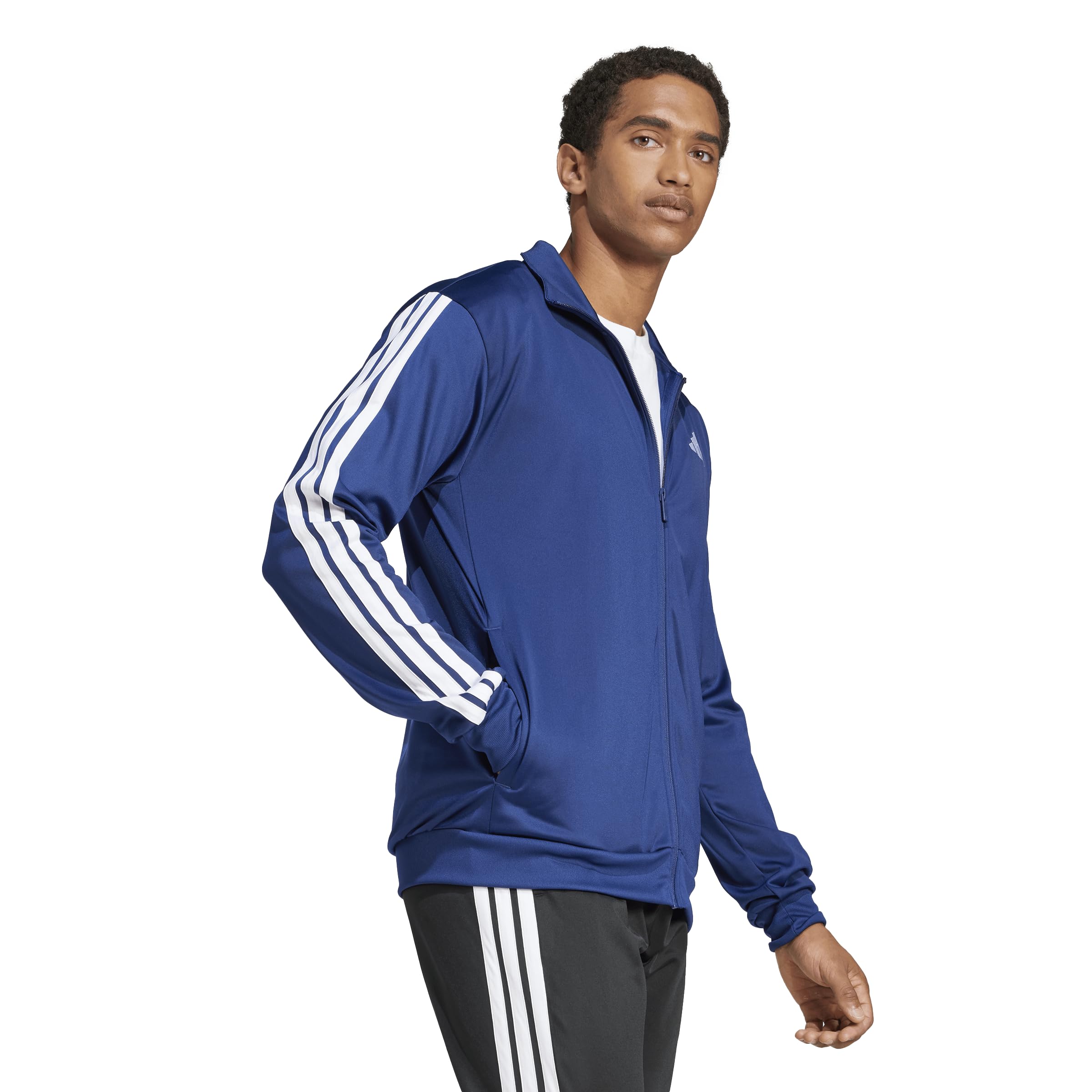 adidas Men's 3-Stripes Tricot Regular Sportswear Track Top, Dark Blue, Medium/Tall