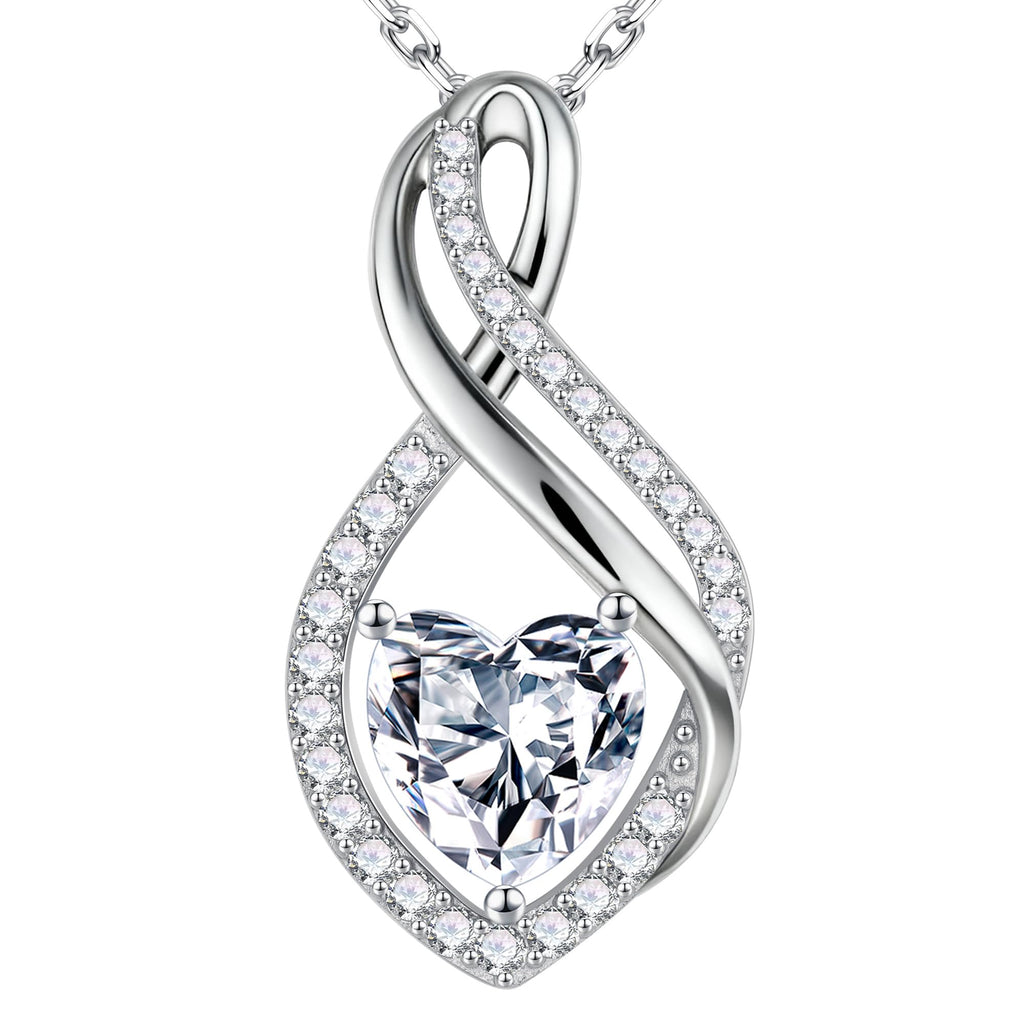 MOOSEA Valentines Day Gifts for Her, Moissanite Necklace Women Anniversary Birthday Gift Valentines Day Gifts for Women Wife Mom 925 Sterling Silver Infinity Moissanite Heart Pendant Necklace Jelwely