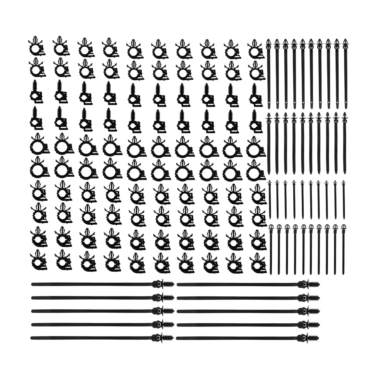 BELOMI Car Wire Loom Clips, Automotive Push Mount Cable Zip Tie, 150 Pcs Auto Wire Loom Routing Clip Assortment, Wiring Harness Clip and Fastener, Replacement Parts for Cars Boat Trailer