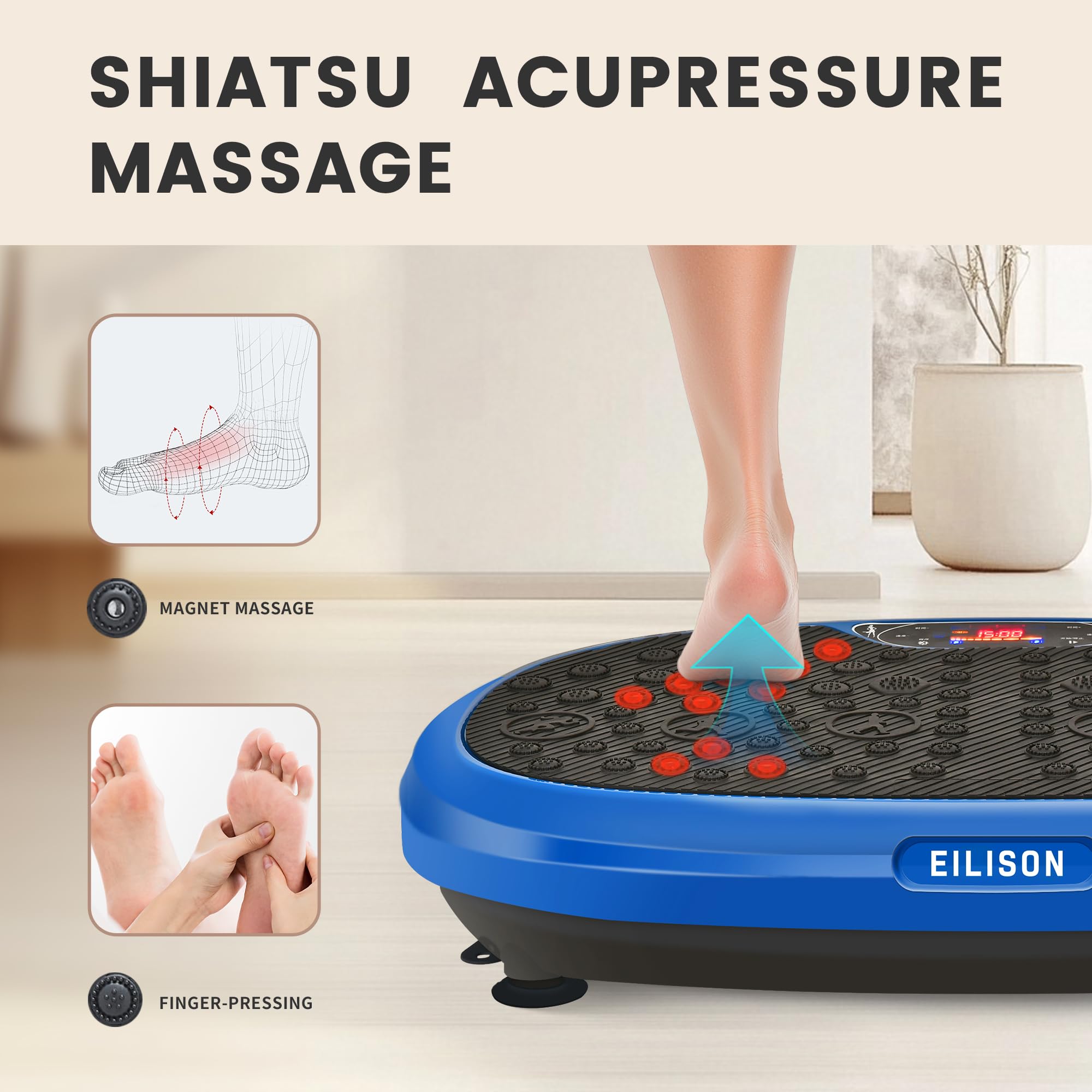 EILISON FitMax 3D XL Vibration Plate Exercise Machine - Whole Body Workout Vibration Platform w/Loop Bands - Lymphatic Drainage Machine for Weight Loss, Shaping, Wellness, Recovery