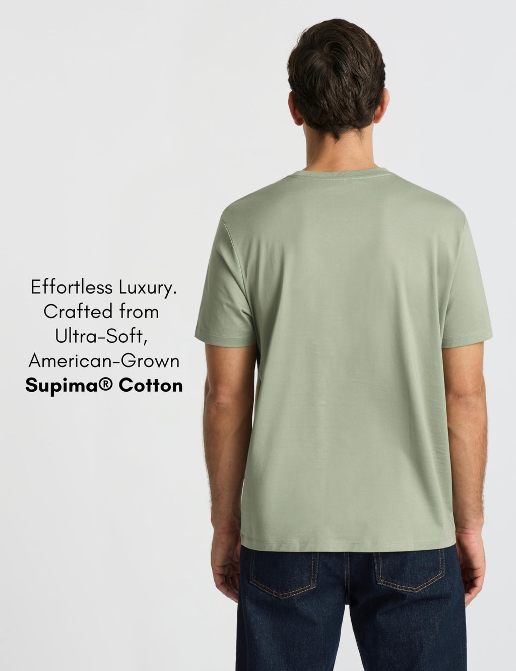 Supima® Mercerised Cotton Crew Neck T-Shirts for Men - Sage Green - X-Large | Soft Lustrous Regular Fit - 5.6oz Lightweight, Durable Extra-Long Staple Cotton - True to Size Smooth Skin Feel