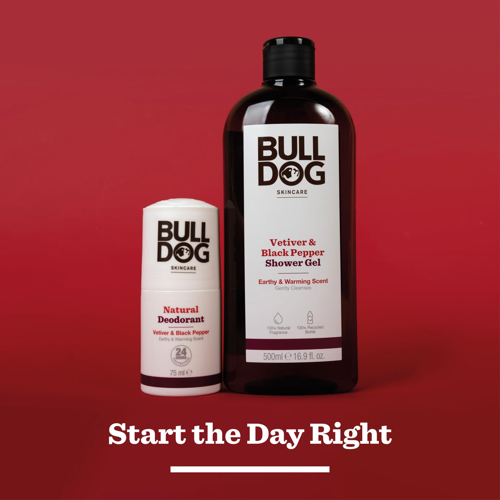 Bulldog Skincare Vetiver & Black Pepper Shower Gel for Men, Natural, Refreshing Men's Shower Gel, 500 ml