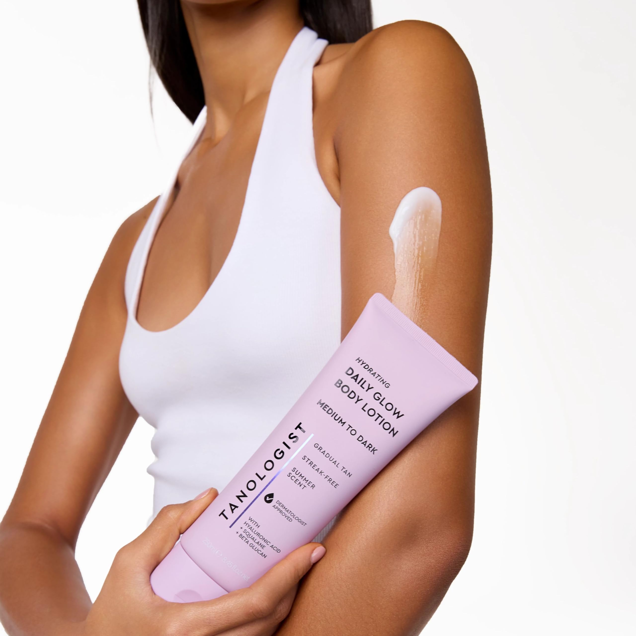 Tanologist Hydrating Daily Glow Body Lotion- Medium/Dark, Buildable & Transfer-Proof Gradual Self Tanner, Summer Fragrance, Natural Not Orange, Lasts 7 Days, Vegan Clean Formula, 8.45 fl oz