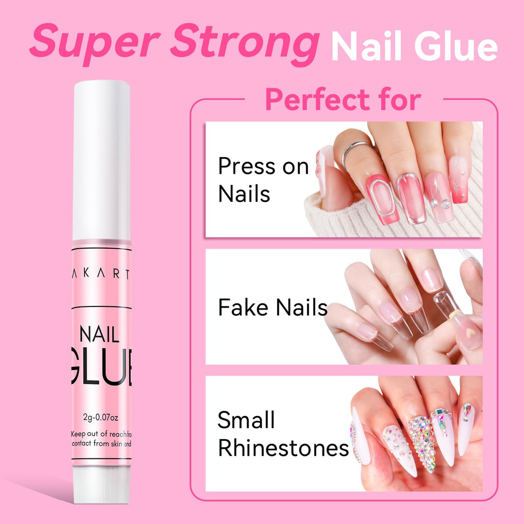 Makartt Super Strong Nail Glue for Press On Nails- Acrylic Nails Nail Tips Glue for Stick On Nails Long Lasting for Fake Nails Broken Nails Repair Professional Nail Adhesive 0.07oz 5Pcs, Hema Free