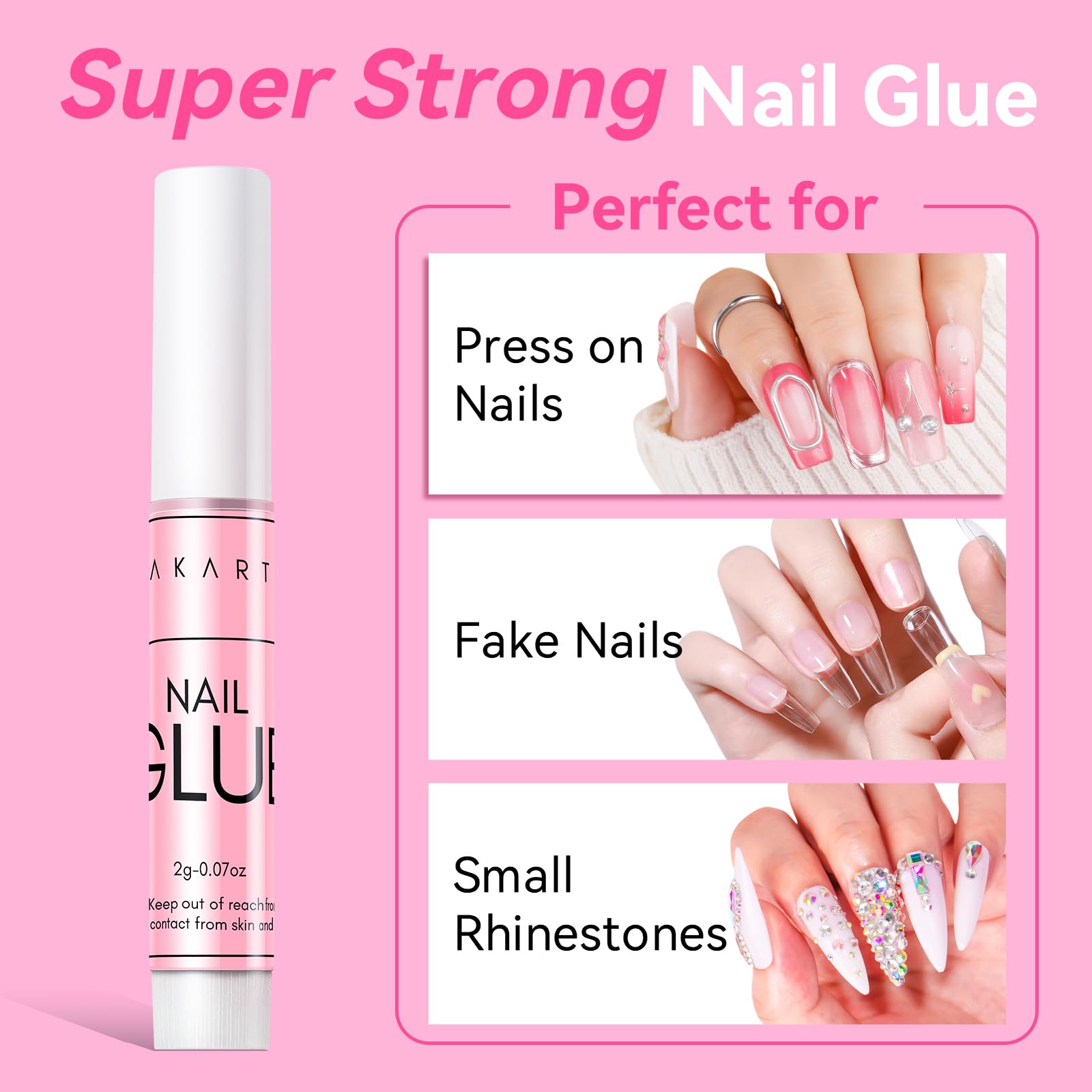 Makartt Super Strong Nail Glue for Press On Nails- Acrylic Nails Nail Tips Glue for Stick On Nails Long Lasting for Fake Nails Broken Nails Repair Professional Nail Adhesive 0.07oz 5Pcs, Hema Free