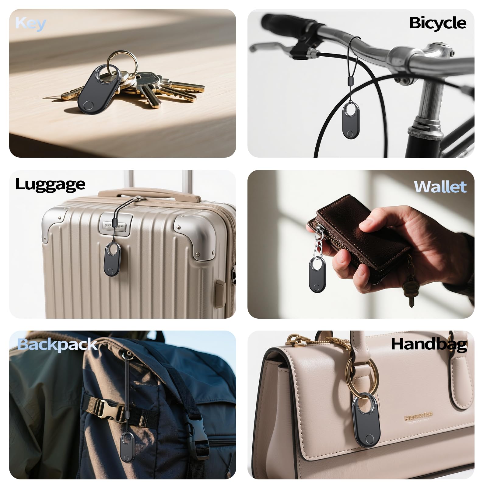 Hendari Air Tracker Tags 2 Pack, White and Black - Bluetooth 5.3 Tracker and Item Finder Work with Apple Find My (iOS/iPadOS/MacOS Only), Locate Keys/Luggage/Backpack and More, Replaceable Battery