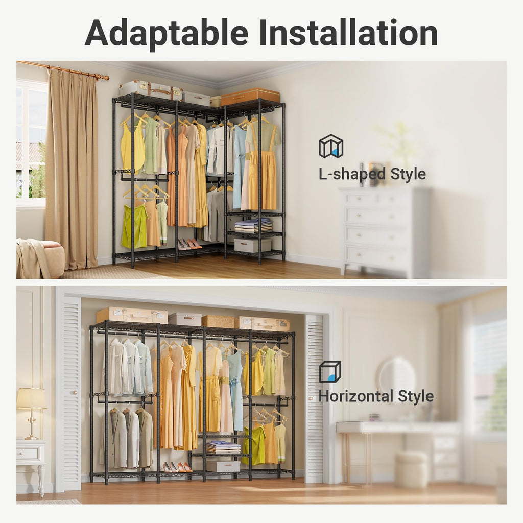 VIPEK V40 Wire Garment Rack Heavy Duty Clothes Rack for Hanging Clothes, Multi-Functional Bedroom Clothing Rack Freestanding Closet Wardrobe Rack, Max Load 1110lbs, Black