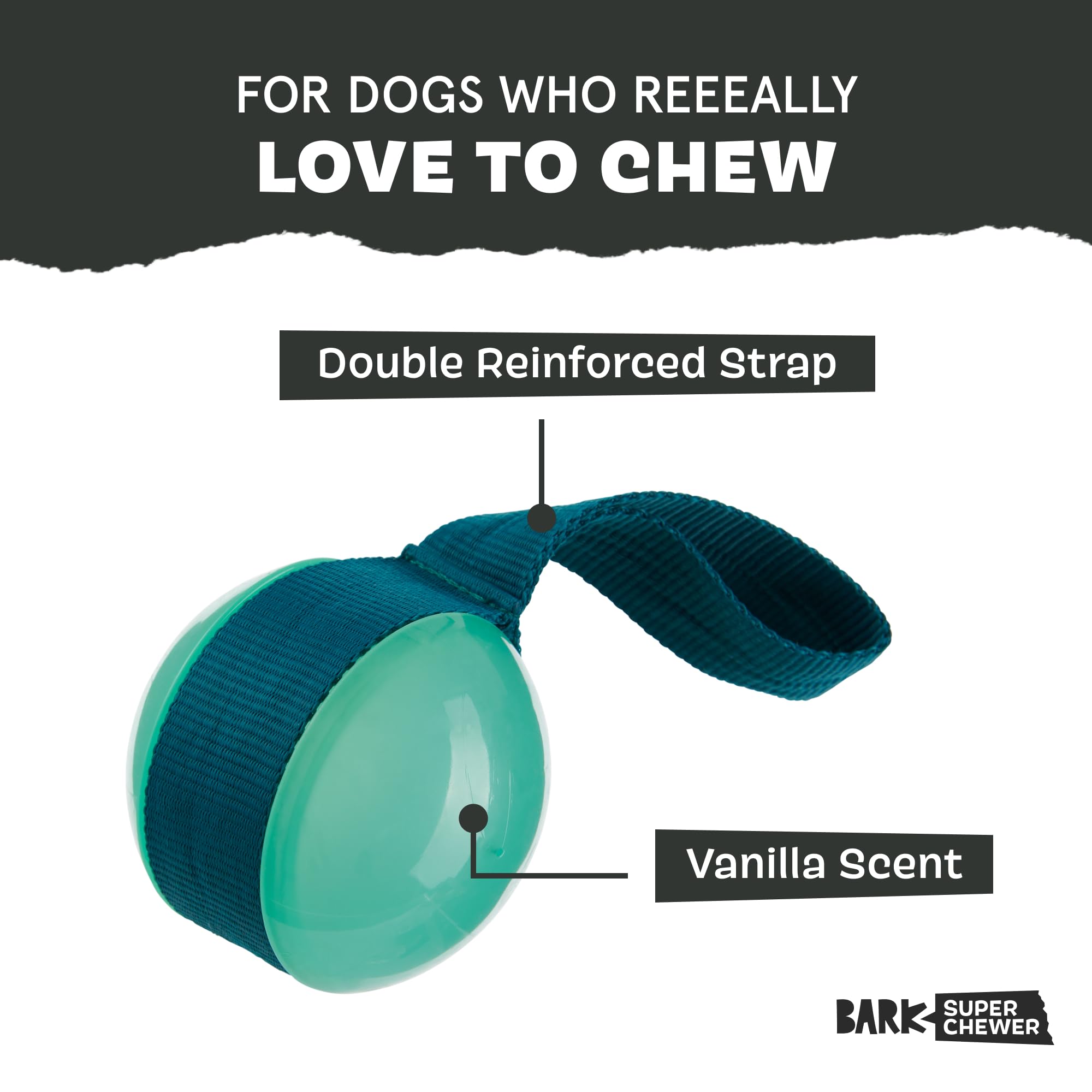 Barkbox Super Chewer Rope Dog Toy for Aggressive Chewers with Reinforced Strap (Tailspin - Large)