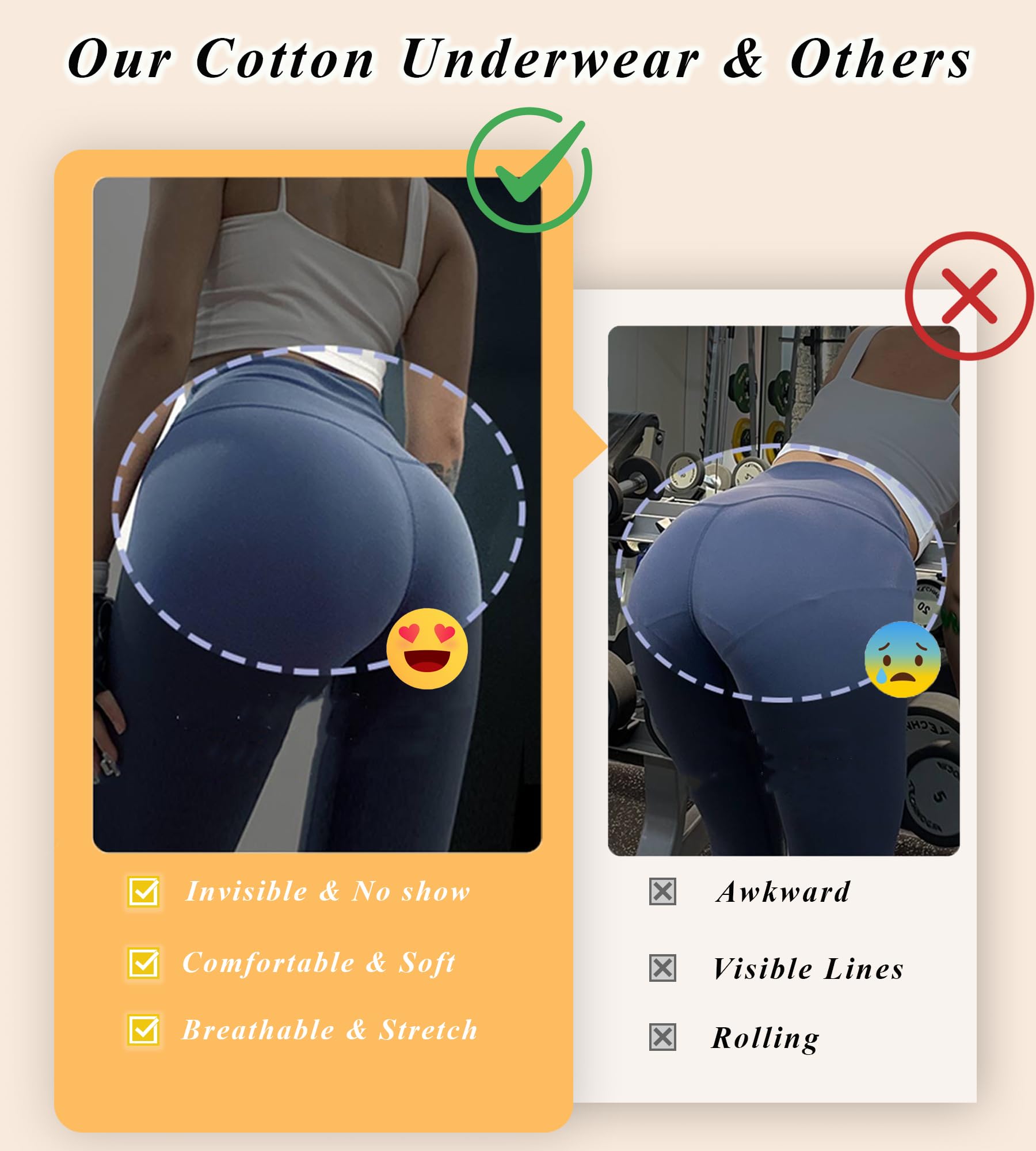 READY TO LOVE Cotton blend Underwear for Women Pack Breathable Thongs for Women Sexy Stretch Soft Womens Panties Thong M