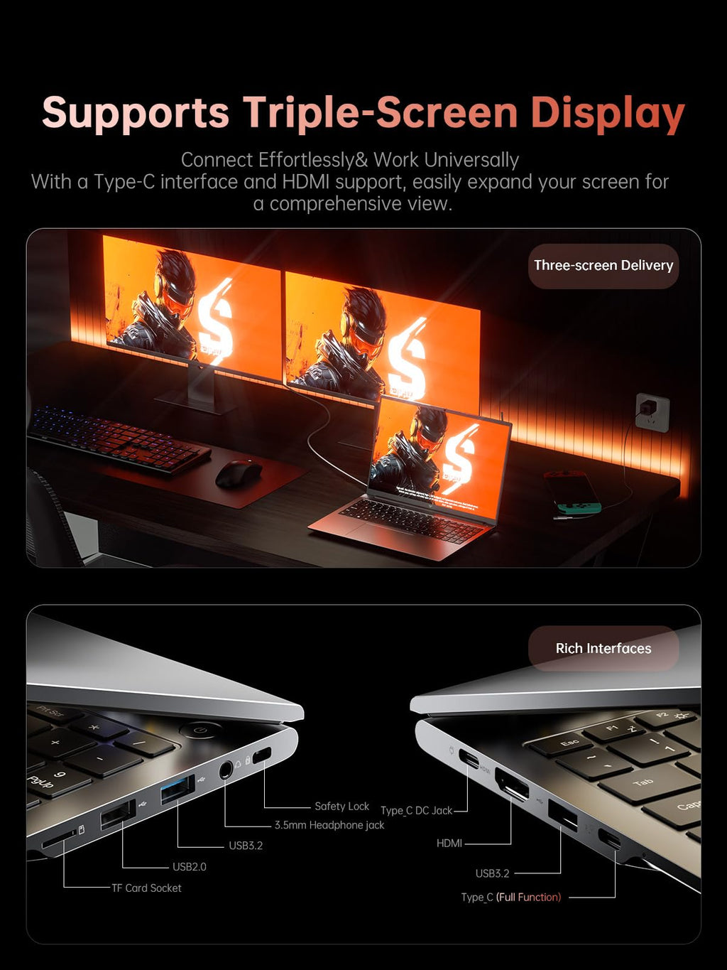 16 Inch AMD Gaming Laptop, FHD Screen Laptop with Ryzen 7 7735HS Processor up to 4.75GHz, 16GB RAM 512GB ROM Windows 11 Laptop Compute, HDMI, WiFi, Bluetooth, Type-C, Webcam, Backlit Keyboard
