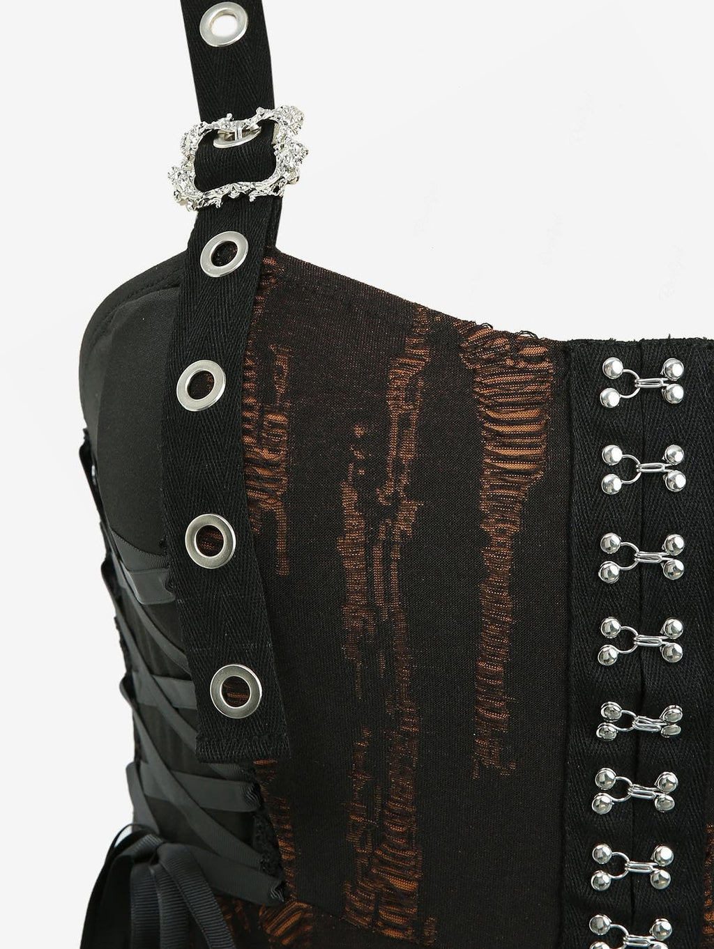 ROSE GAL Plus Size Women Goth Punk Ripped Handkerchief Dress Layered Hook-and-Eye Lace-up Buckles Grommet Midi Grunge Gothic Halloween Costume Dress(Black_1/L)