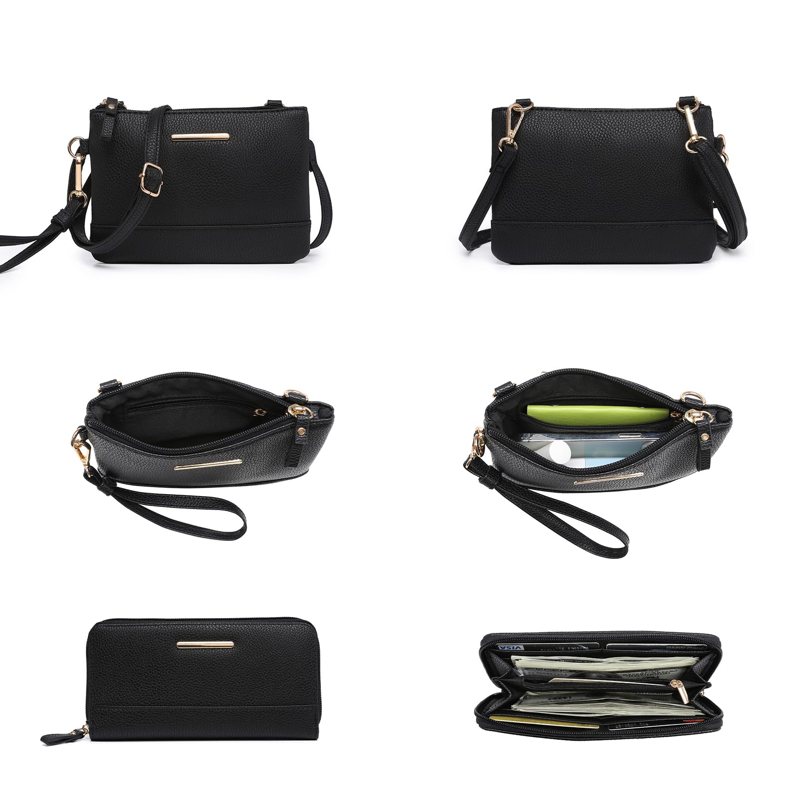 VANSARTO Fashion Handbags Wallet and Purses for Women Large Work Tote Bag Top Handle Satchel Shoulder Bag 3pcs Hobo Purse Set, Black