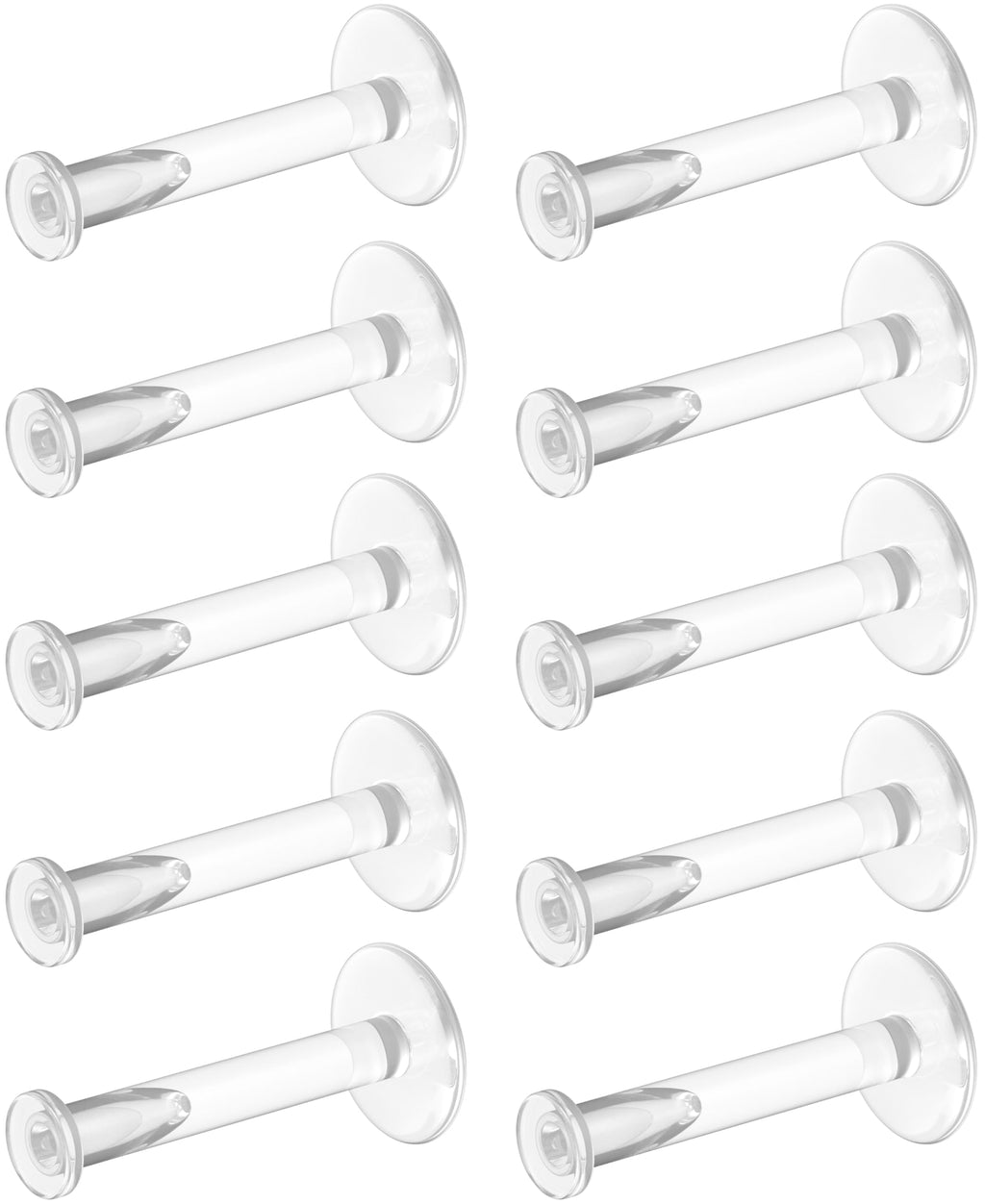 WildVibe 16g Clear Earrings for Sports, Work, Surgery - Bioflex Plastic Earrings Tragus Piercing Jewelry Clear Labret Retainer Piercings 10pc Set - Plastic Stud Earrings for Cartilage Helix Tragus Lip Medusa Monroe - 8mm (5/16)