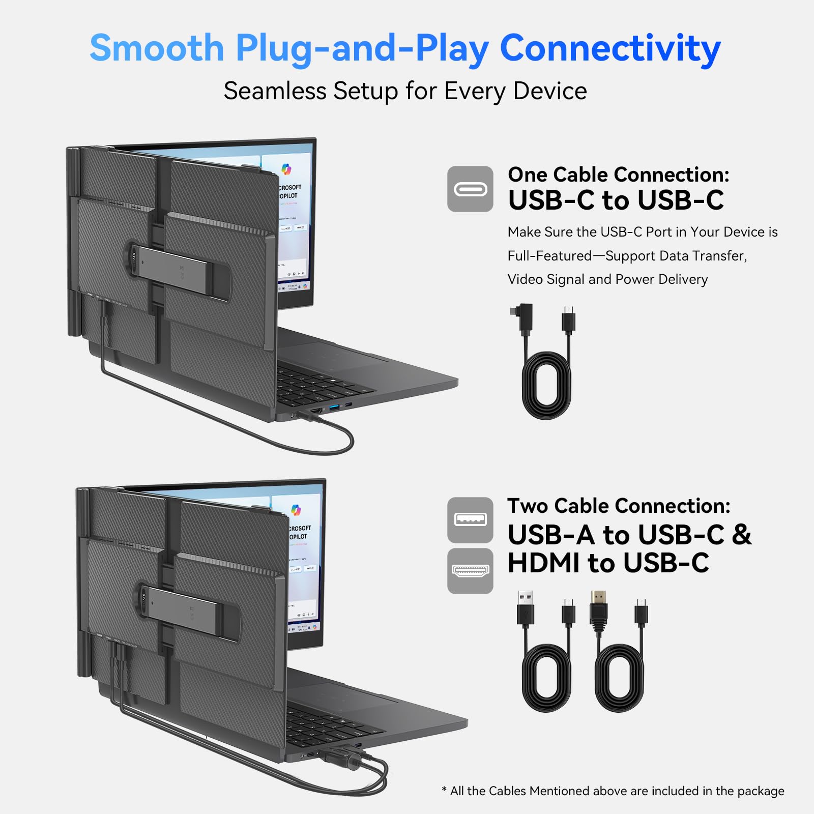 Blackview Laptop Screen Extender, 1.3lbs Ultra-Light & 0.17" Ultra-Slim, 14" FHD 1080P IPS Portable Laptop Monitor Extender, Travel Dual Monitor for 13-17",Plug & Play for Windows/Mac/Android/Switch
