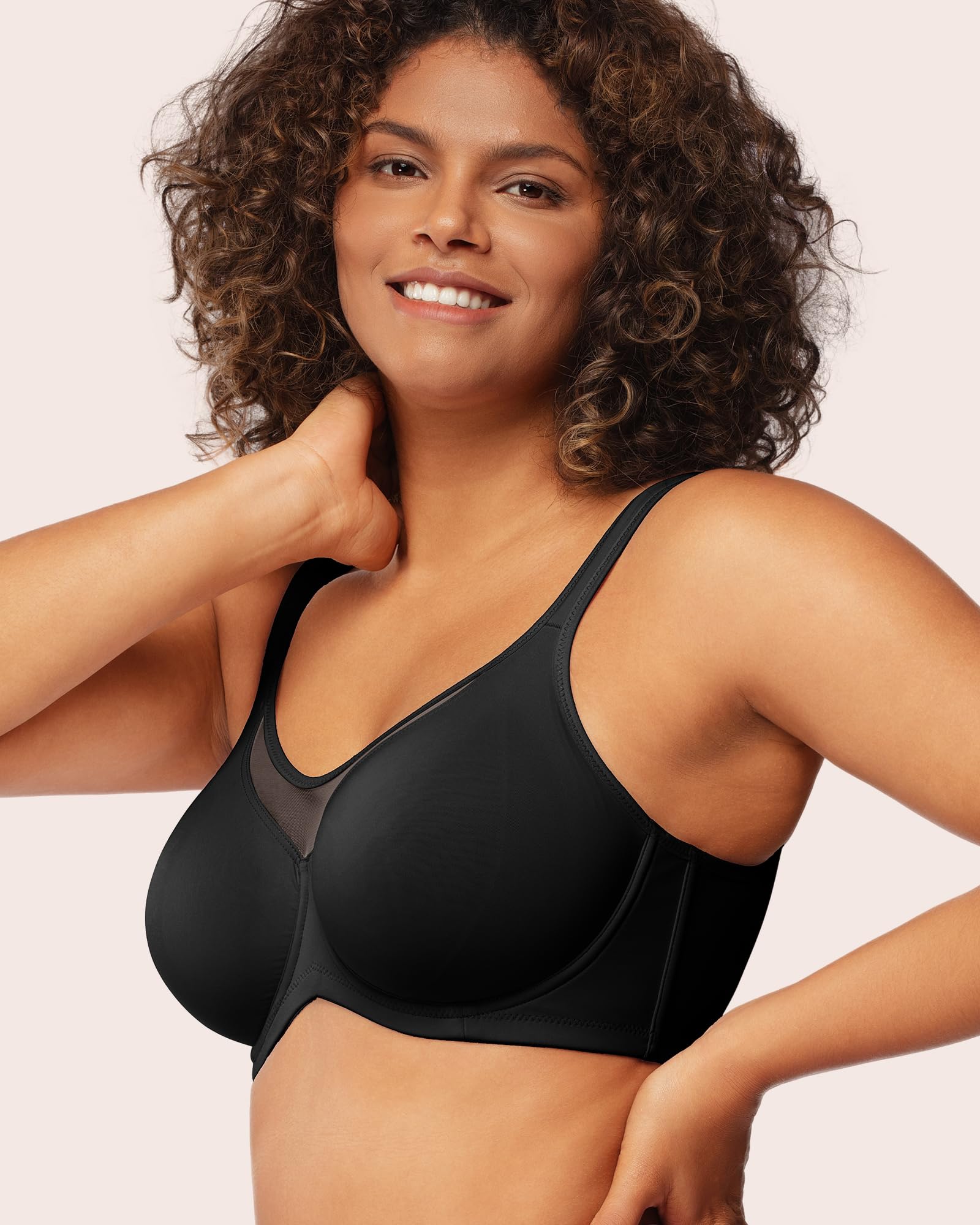 HSIA Minimizer Bras for Women Plus Size, Full Coverage Coolcomfort T Shirt Unlined Bra with Underwire for Heavy Breast, Black 38DDD 01