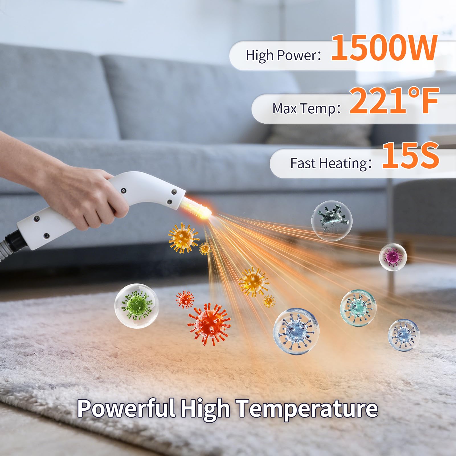GourragePro Steam Cleaner for Home, Portable Handheld Steamer for Cleaning, 15s-Fast Heat-Up,steamer for car detailing,Home, Kitchen, Bathroom, Tile, Grout, Floor