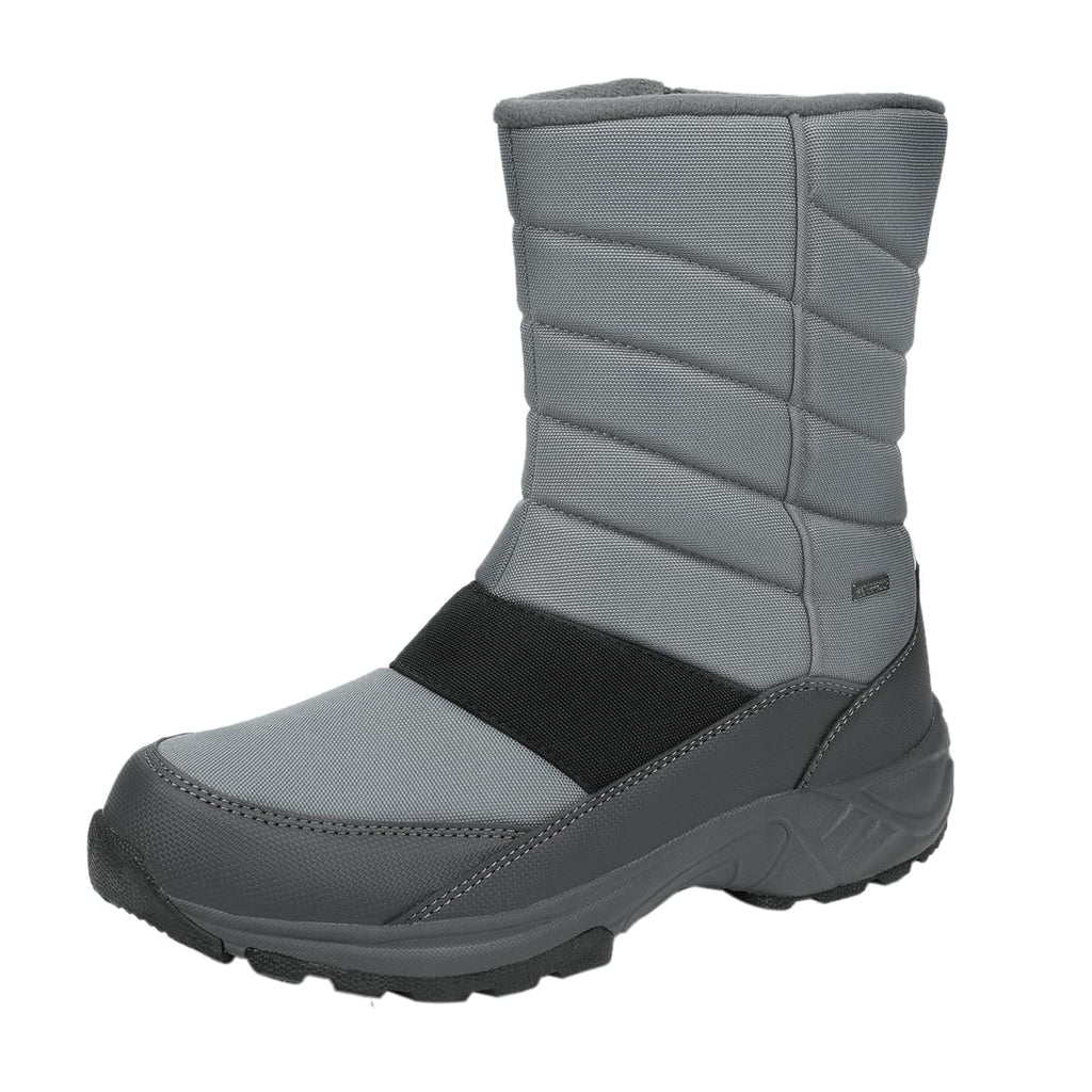 SILENTCARE Mens Winter Mid-Calf Snow Boot Fur Warm Waterproof Slip On Outdoor Athletic