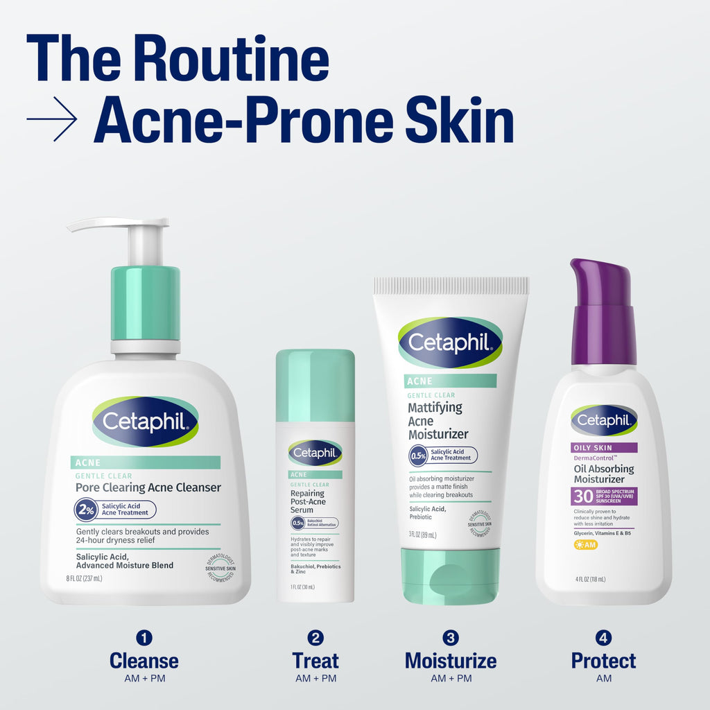 CETAPHIL Gentle Clear Repairing Post-Acne Serum, Retinol Alternative, Oil Free Serum for Sensitive Skin, 1 Fl Oz, Bakuchiol, Improves Skin Tone & Post-acne Marks, Dermatologist Recommended Brand