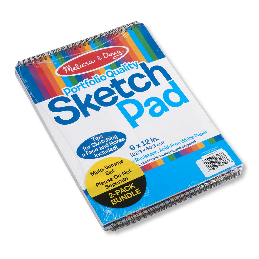 Melissa & Doug Drawing Paper, Sketch Pad, 2-Pack Bundle for Coloring, Writing or Painting (9 x 12 inches) - 50 Sheets Each, Kids Drawing Pad & Art Supplies for Kids Ages 3+ - FSC Certified