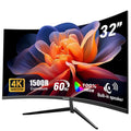 Gawfolk 32 Inch 4K UHD Curved 1500R Computer Monitor, Ultra-Clear (3840×2160p) Screen, 100% sRGB, 178° Viewing Angle, DisplayPort, HDMI, Compatible with Wall Mounting 100 * 100MM - Black