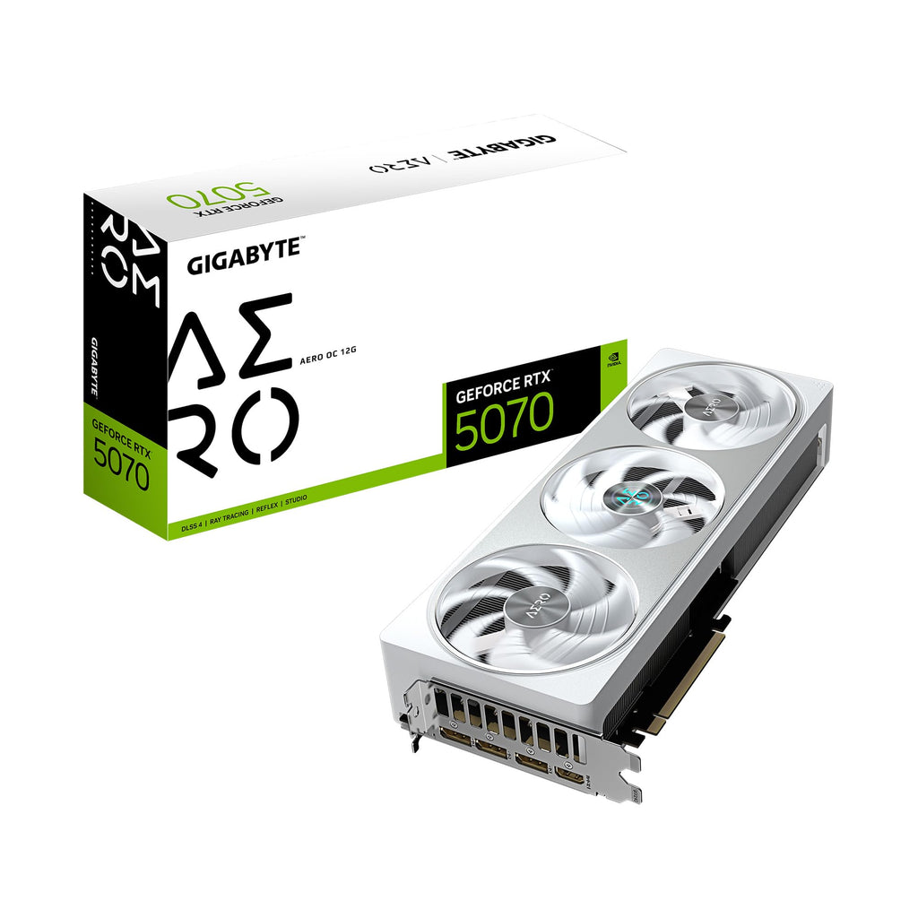 GIGABYTE GeForce RTX 5070 AERO OC 12G Graphics Card, 12GB 192-bit GDDR7, PCIe 5.0, WINDFORCE Cooling System, GV-N5070AERO OC-12GD Video Card, Compatible with Desktop