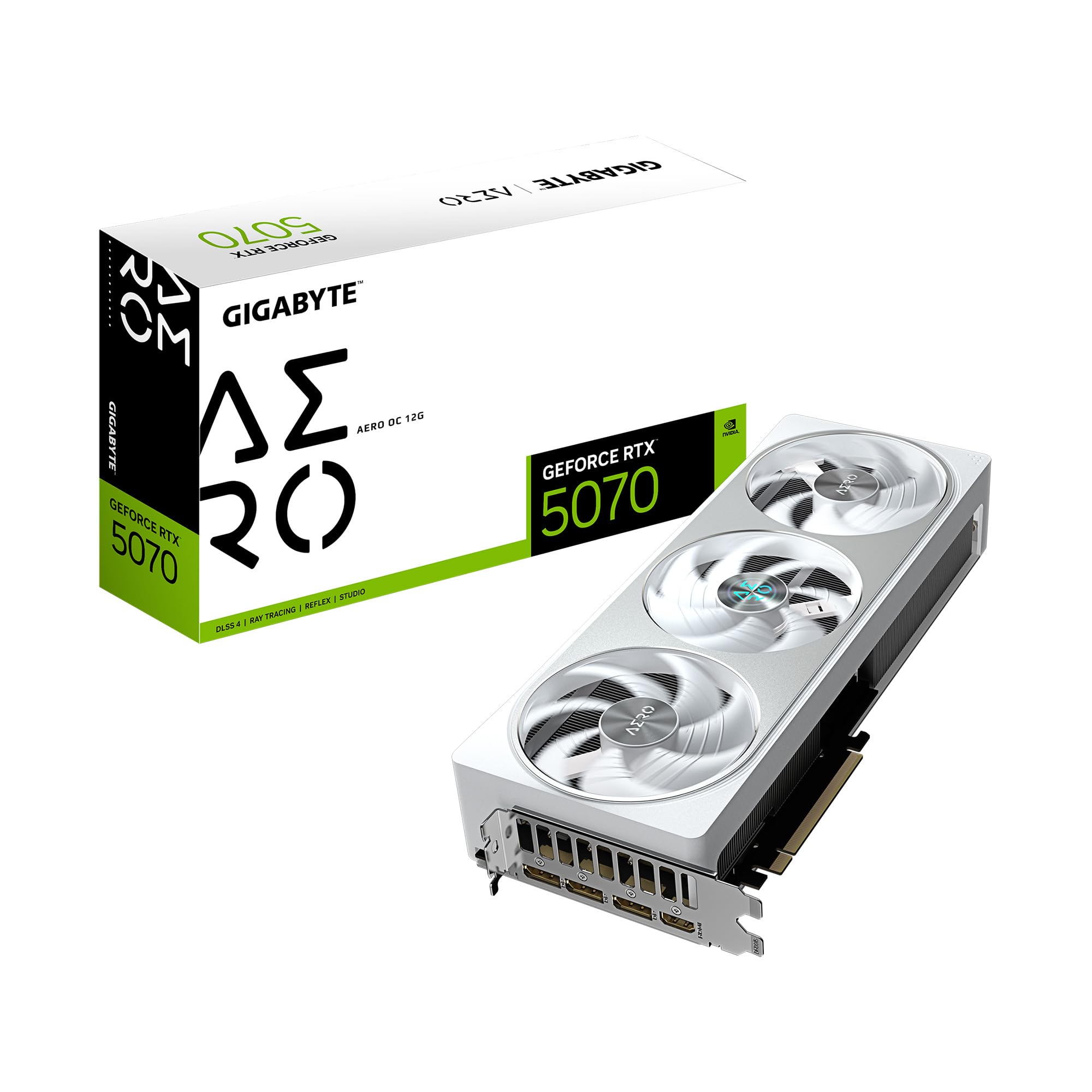 GIGABYTE GeForce RTX 5070 AERO OC 12G Graphics Card, 12GB 192-bit GDDR7, PCIe 5.0, WINDFORCE Cooling System, GV-N5070AERO OC-12GD Video Card, Compatible with Desktop