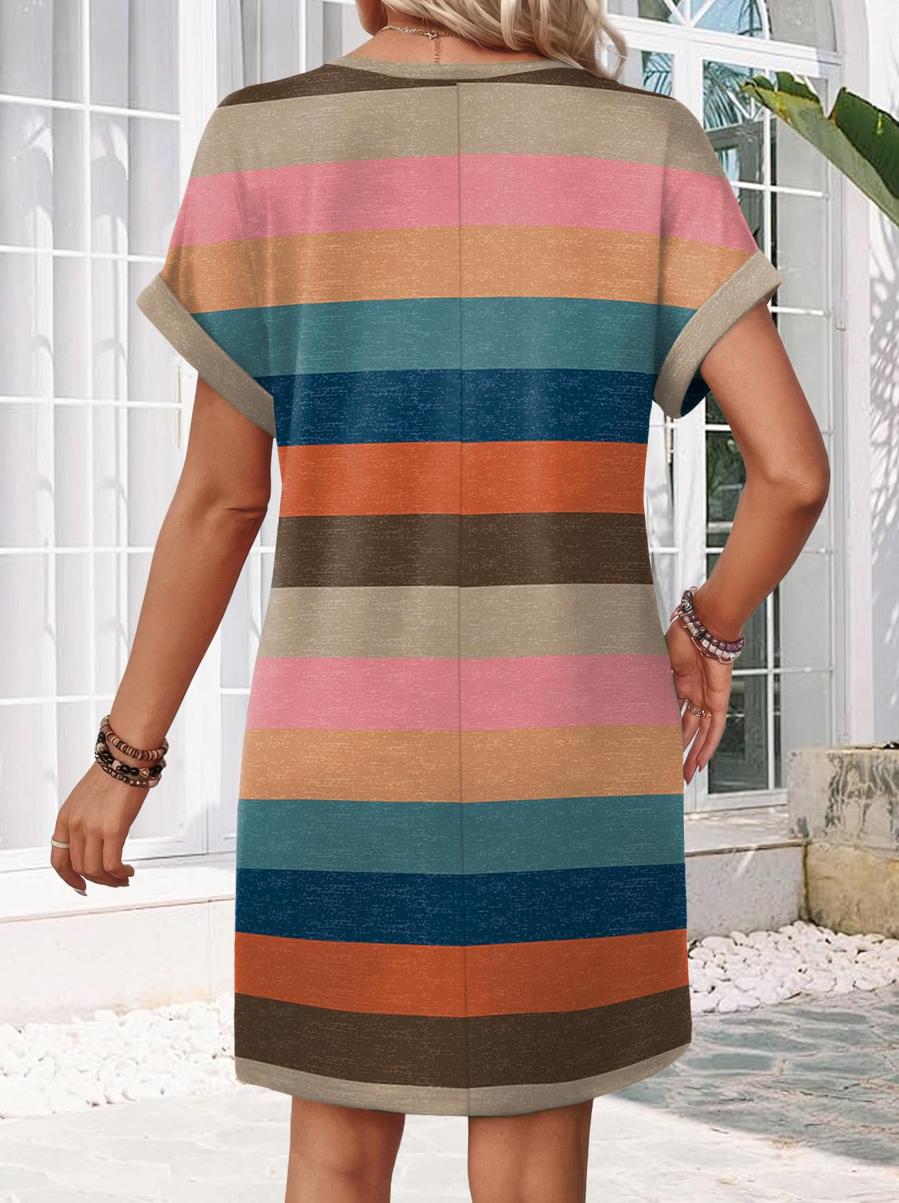 WIHOLL Womens Summer Dresses Beach Vacation Clothes Cruise Vacation Outfits Hawaiian Dresses with Pockets Business Casual Work Office Elegant Classy Tropical Resort Wear Tshirt Dress Italian Dress M