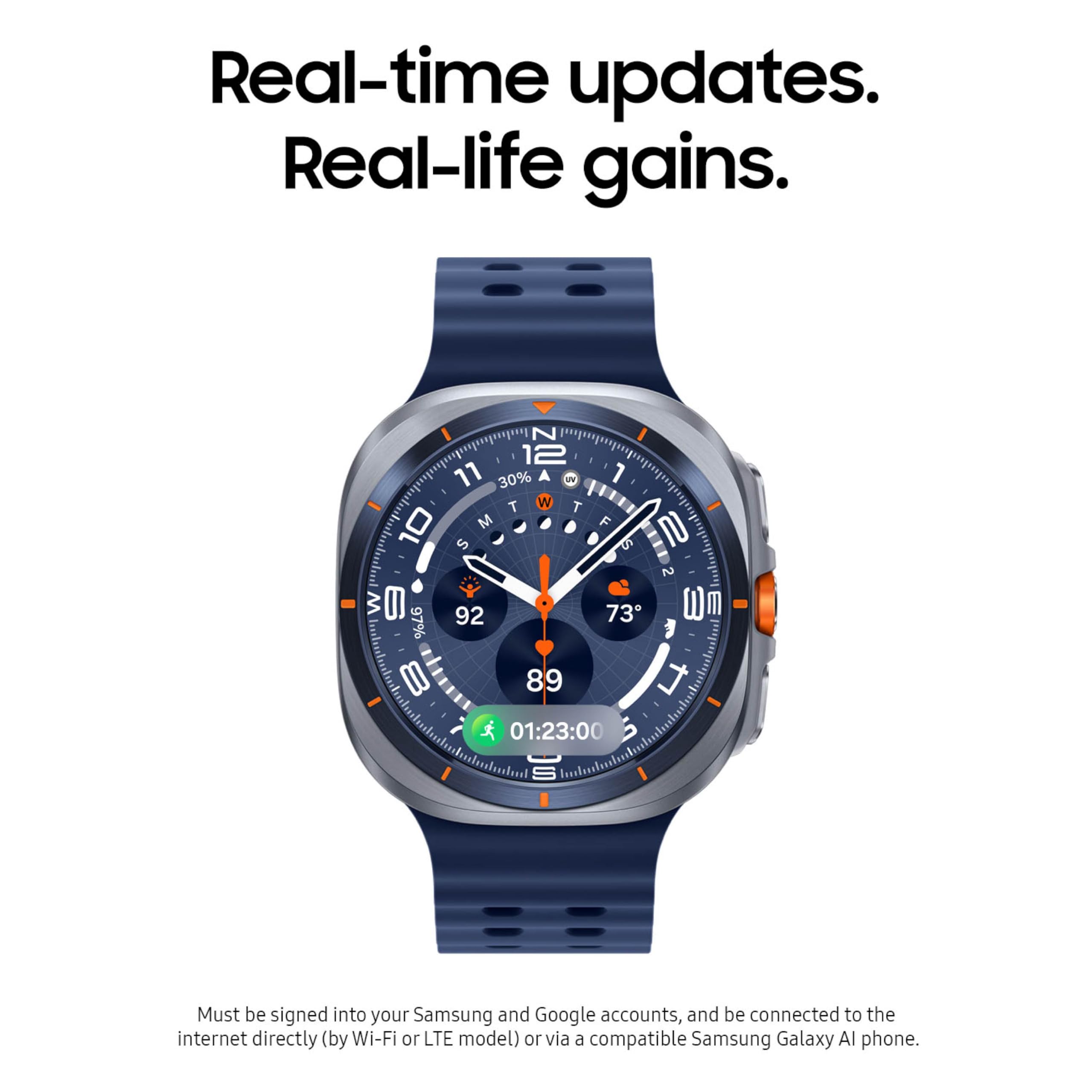 Samsung Galaxy Watch Ultra (2025) 47mm LTE Smartwatch, Titanium Casing, Advanced Sleep Coaching, Running Coach, Energy Score, Heart Rate Tracking, GPS, Titanium Silver [US Version, 2 Yr Warranty]