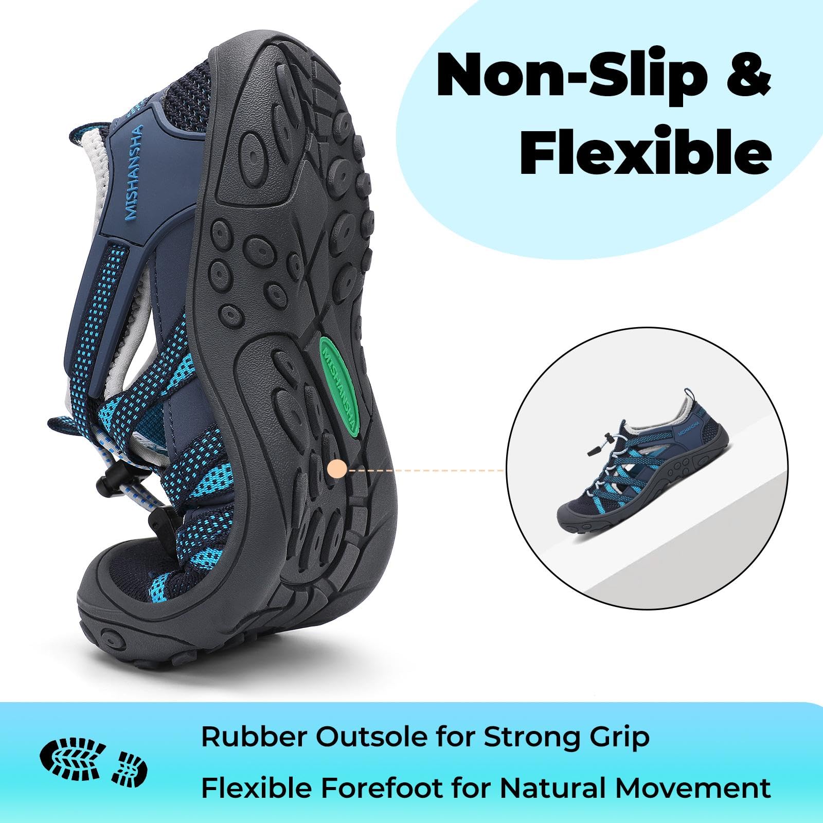 Mishansha Women’s Hiking Sandals Closed Toe, Lightweight Breathable Water Sandals, Non-Slip Outdoor Sport Sandal for Walking Trekking Beach Size 6.5 Blue