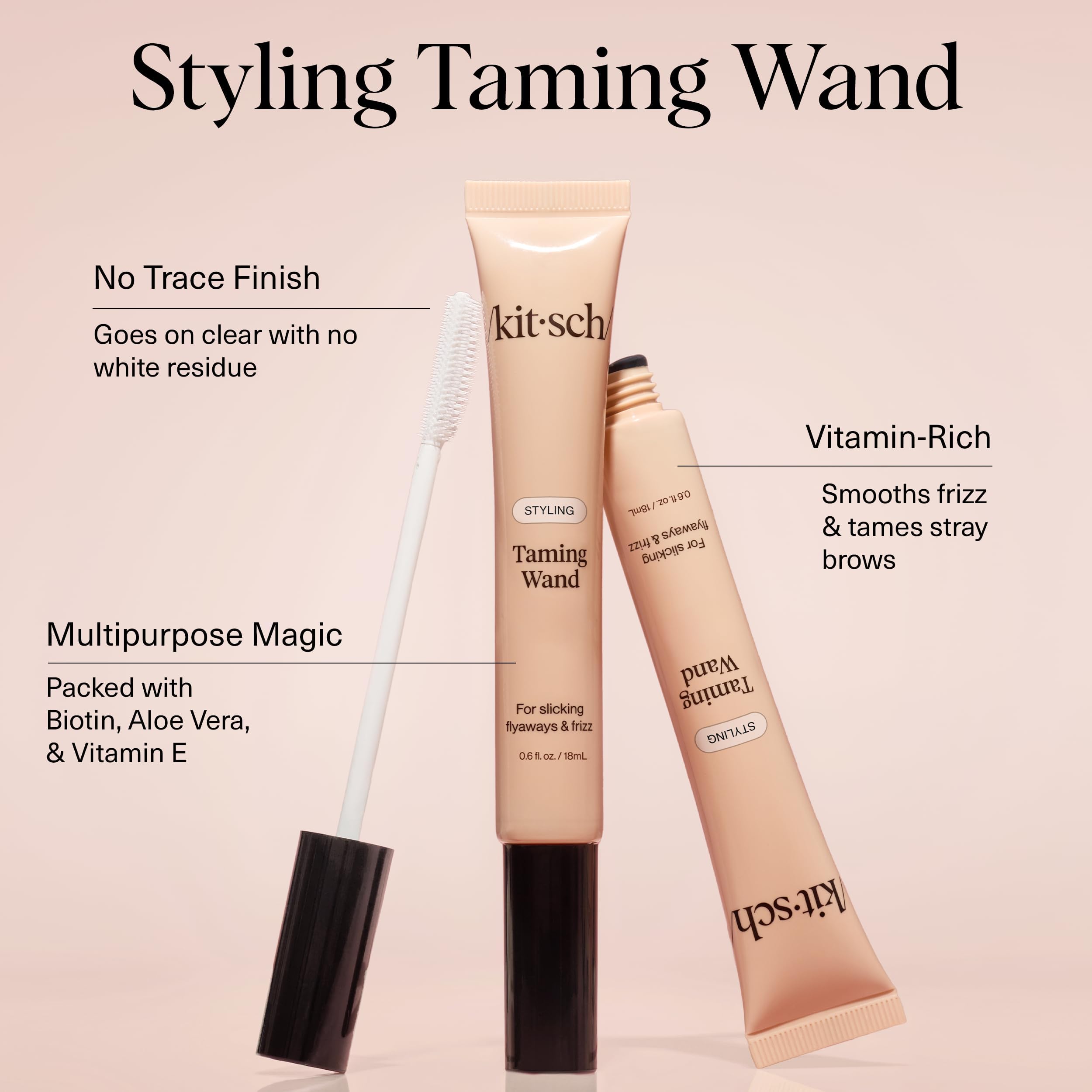 Kitsch Fly Away Stick for Hair - Taming Wand with Biotin, Aloe & Vitamin E - Clear Serum-Like Gel Hair Mascara for Baby Hairs - Lightweight & Multi-Use Hair Stick | Ideal Gifts for Women - 18mL