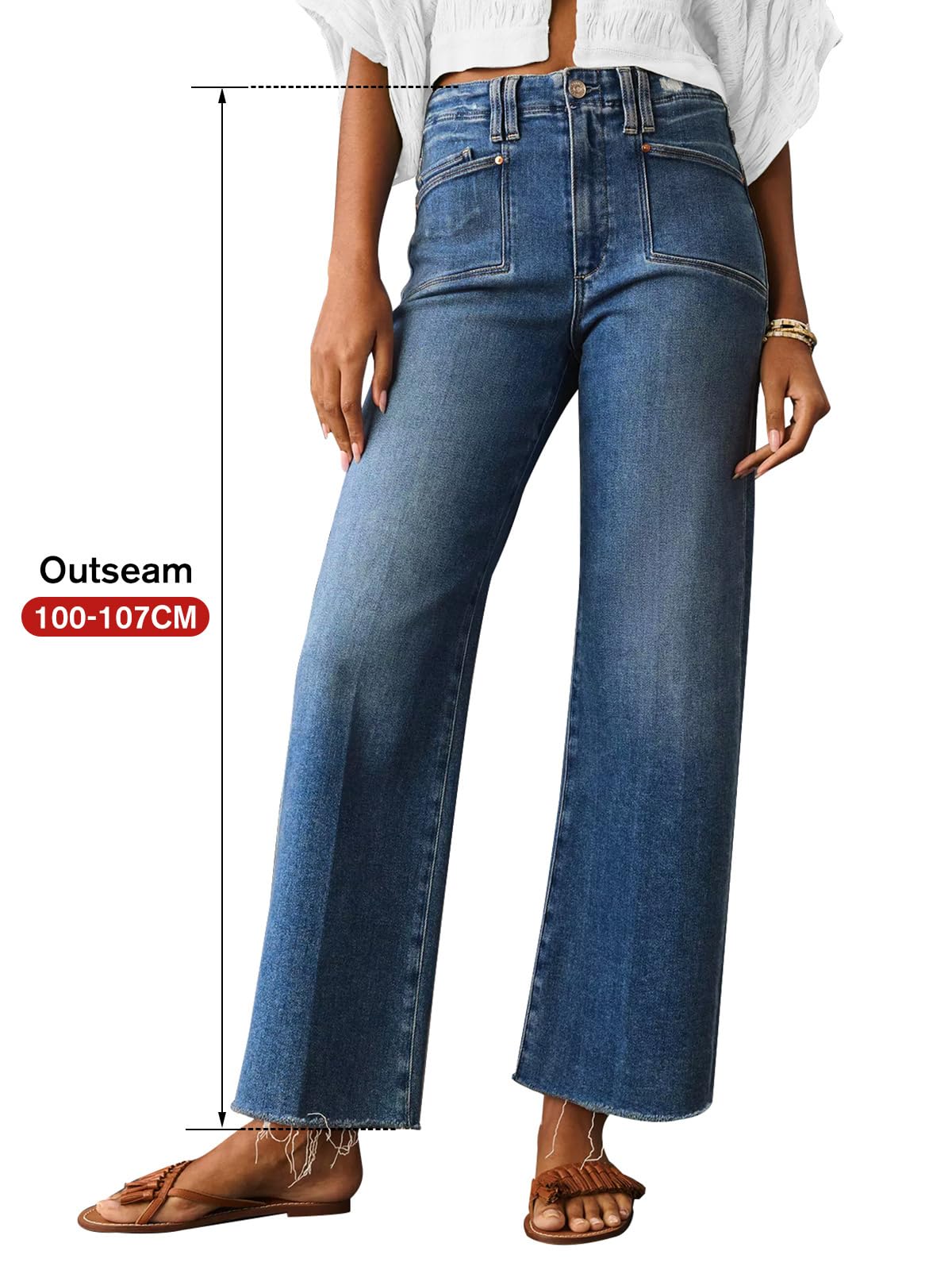 KUNMI Jeans for Women Wide Leg Baggy High Waist Boyfriends Straight Leg Stretchy Denim Pants Trendy Fall 2025
