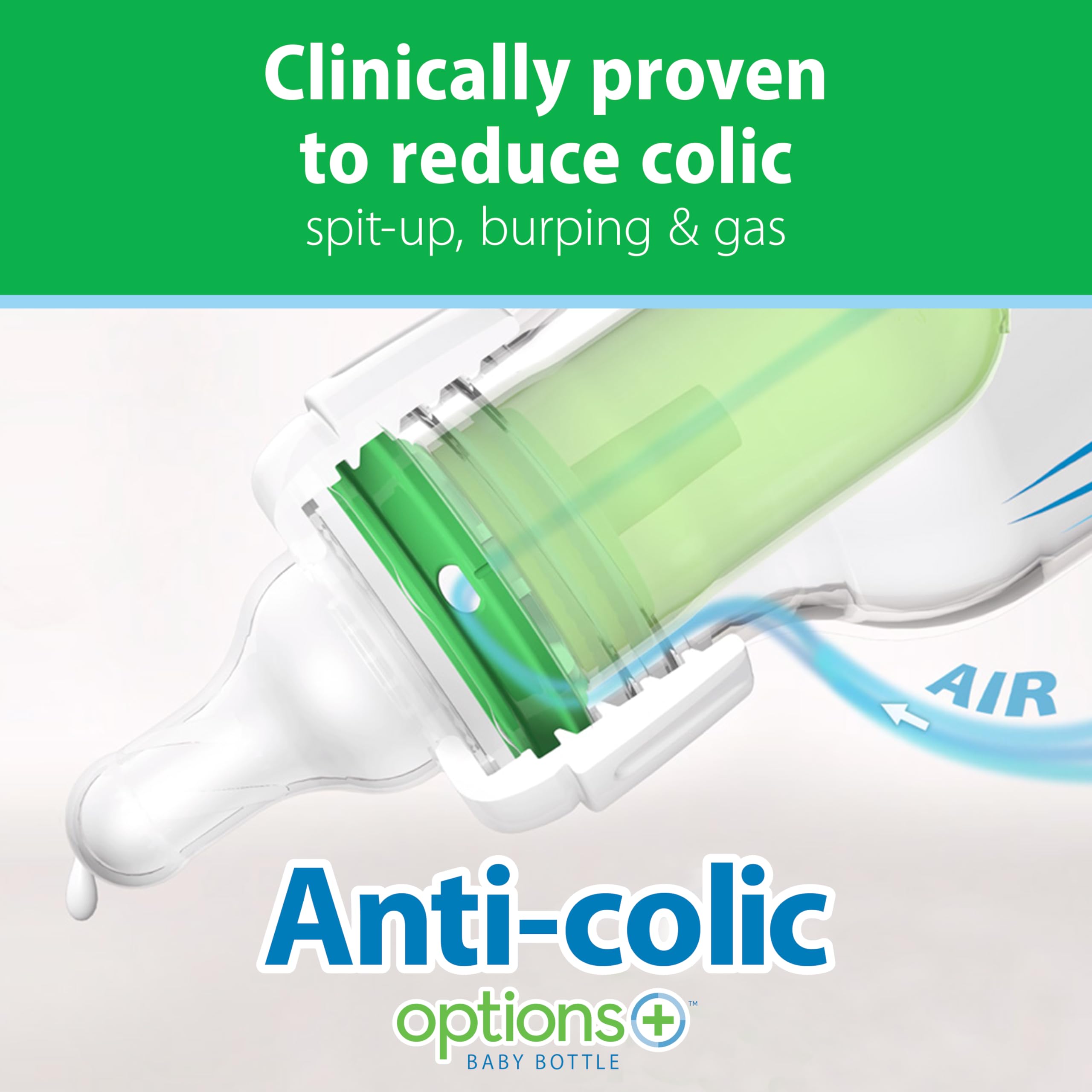 Dr. Brown's Anti-Colic Options+ Narrow Glass Baby Bottle with Level 1 Slow Flow Nipple, BPA-Free, 8 oz/250 mL, 4-Pack