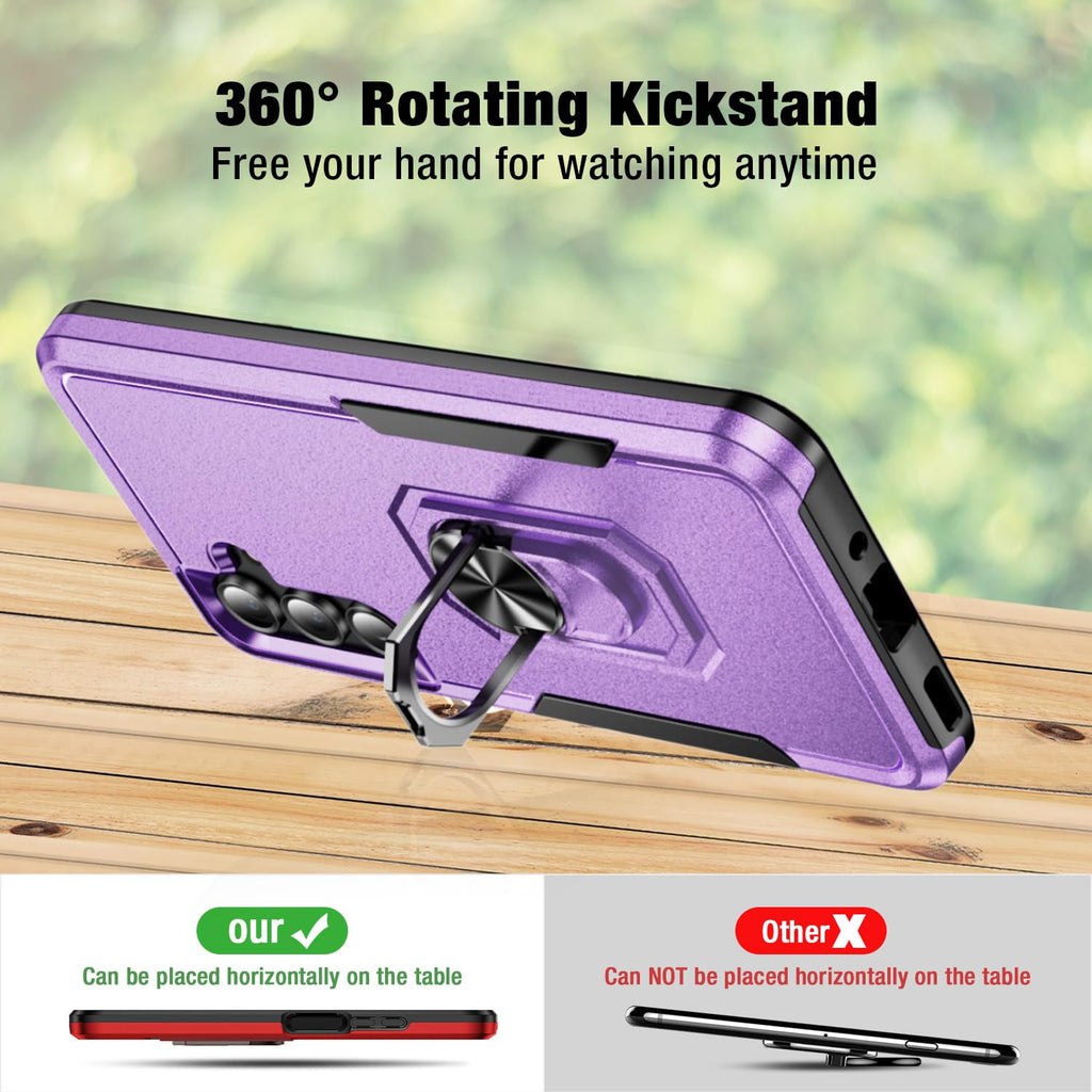 Bonkier for Samsung Galaxy A26 5G Phone Case [15 FT Military Grade Drop Protection] with 2X Tempered Glass Screen Protector, Heavy-Duty Shockproof Magnetic Kickstand Case for Galaxy A26 5G (Purple)