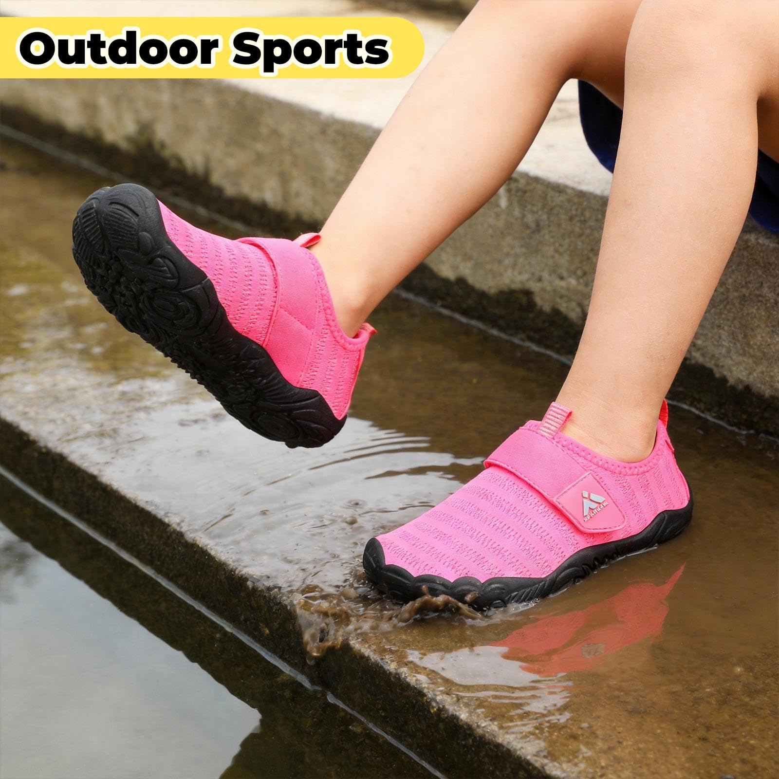 Mishansha Kids Water Shoes Quick-Dry Wide Toe Box Non-Slip Barefoot Shoes Beach Pool Swim Shoes Hot Pink 13 Little Kid