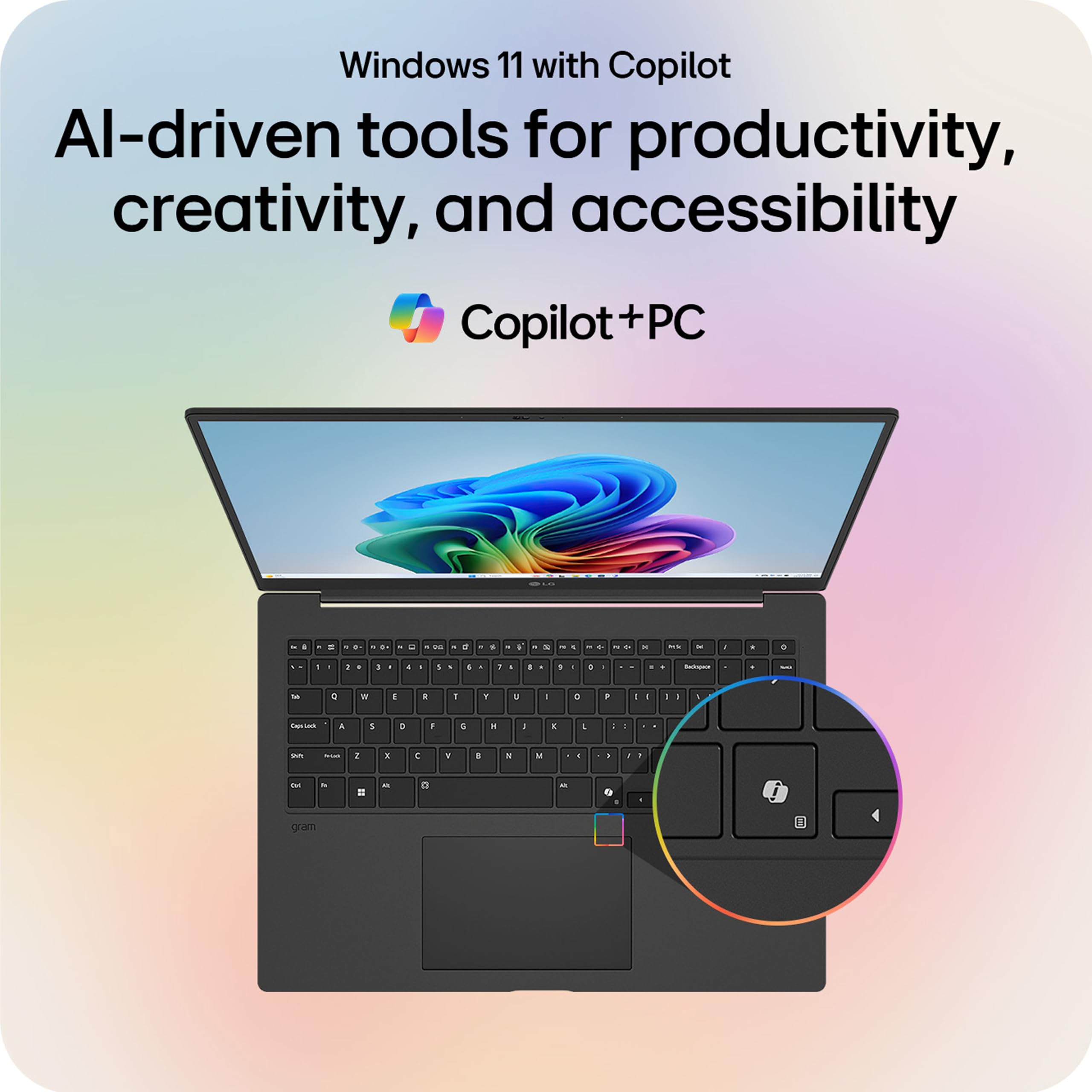 LG gram 16-inch Thin and Lightweight Laptop Computer, Copilot+ PC, Intel Evo Edition Powered by Intel Core Ultra7 256V Processor, Windows 11 Home, 16GB RAM, 2TB SSD - Obsidian Black