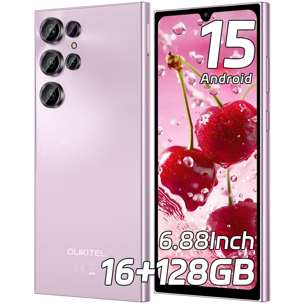 OUKITEL C61 Unlocked Cell Phone 2025- Android 15, 6.88" Display Smartphone, 16GB+128GB/1TB, 5150mAh Battery Phone, 13MP Camera, 4G Dual Sim Mobile Phones, Fingerprint/Face Unlock/GPS/BT5.0, Purple