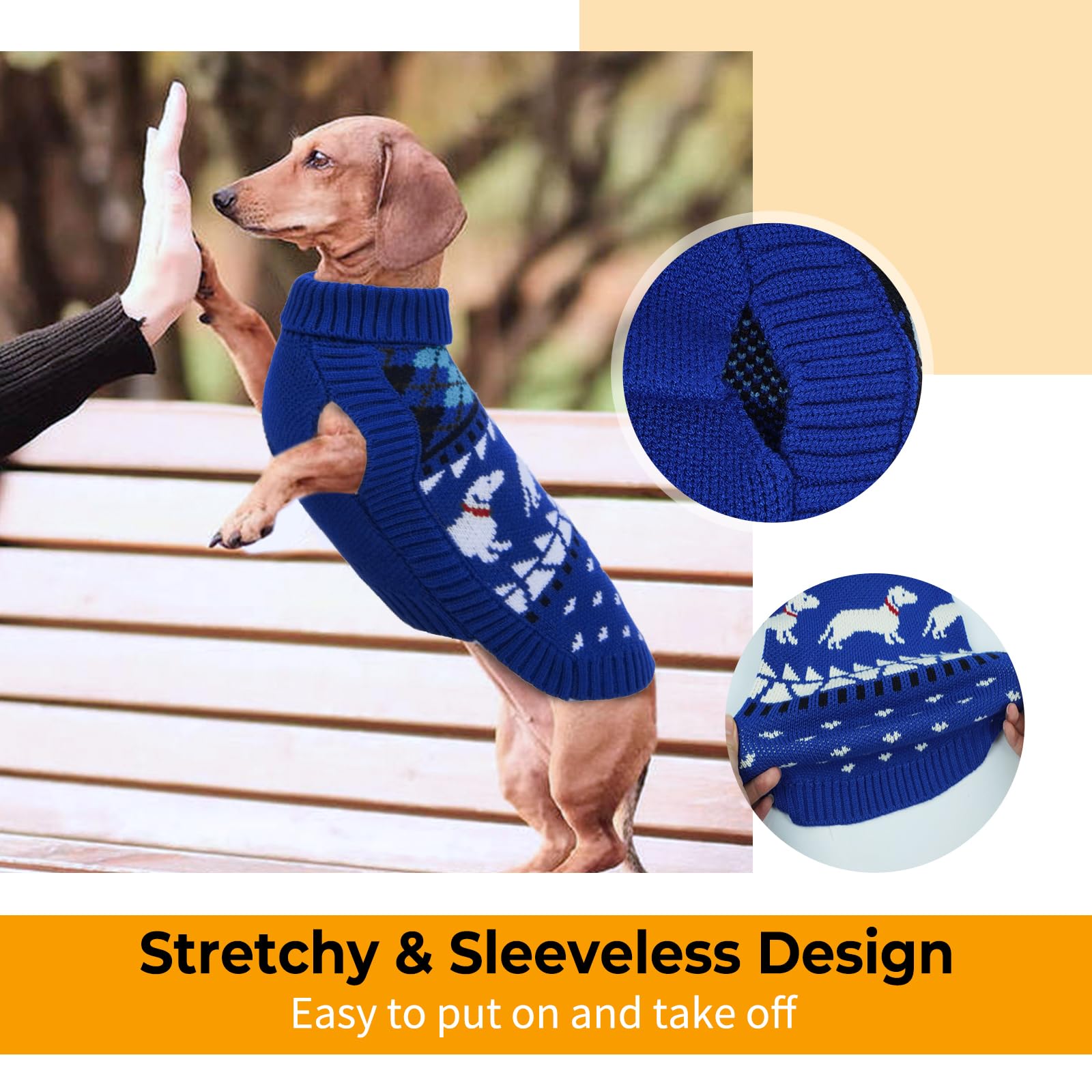 Lelepet Dachshund Sweater, Turtleneck Dog Sweaters for Small Dogs, Warm Pullover Knitted Pet Coat, Cold Weather Dachshund Clothes, Fall/Winter Cozy Outfit (XS-XL)