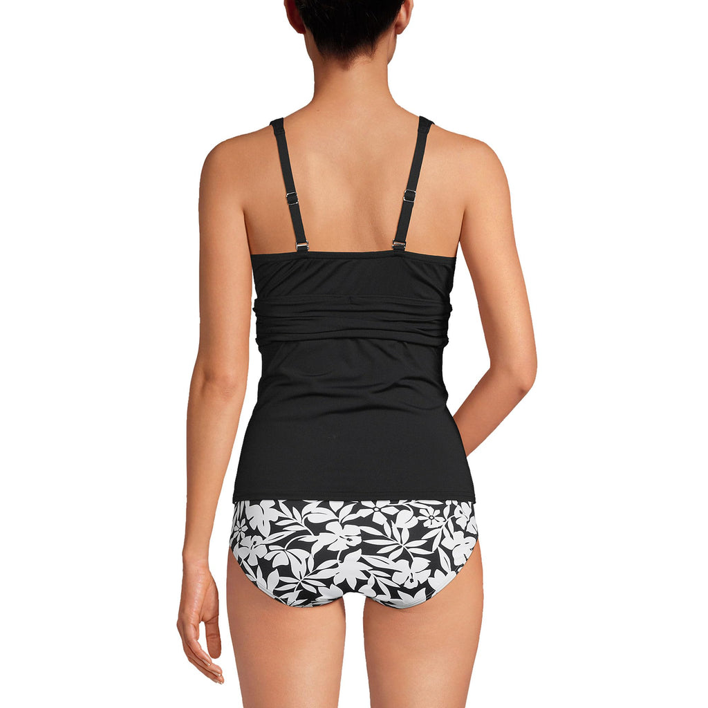 Lands' End Women's DDD-Cup V-Neck Plunge X Back Tankini Top X-Small Black