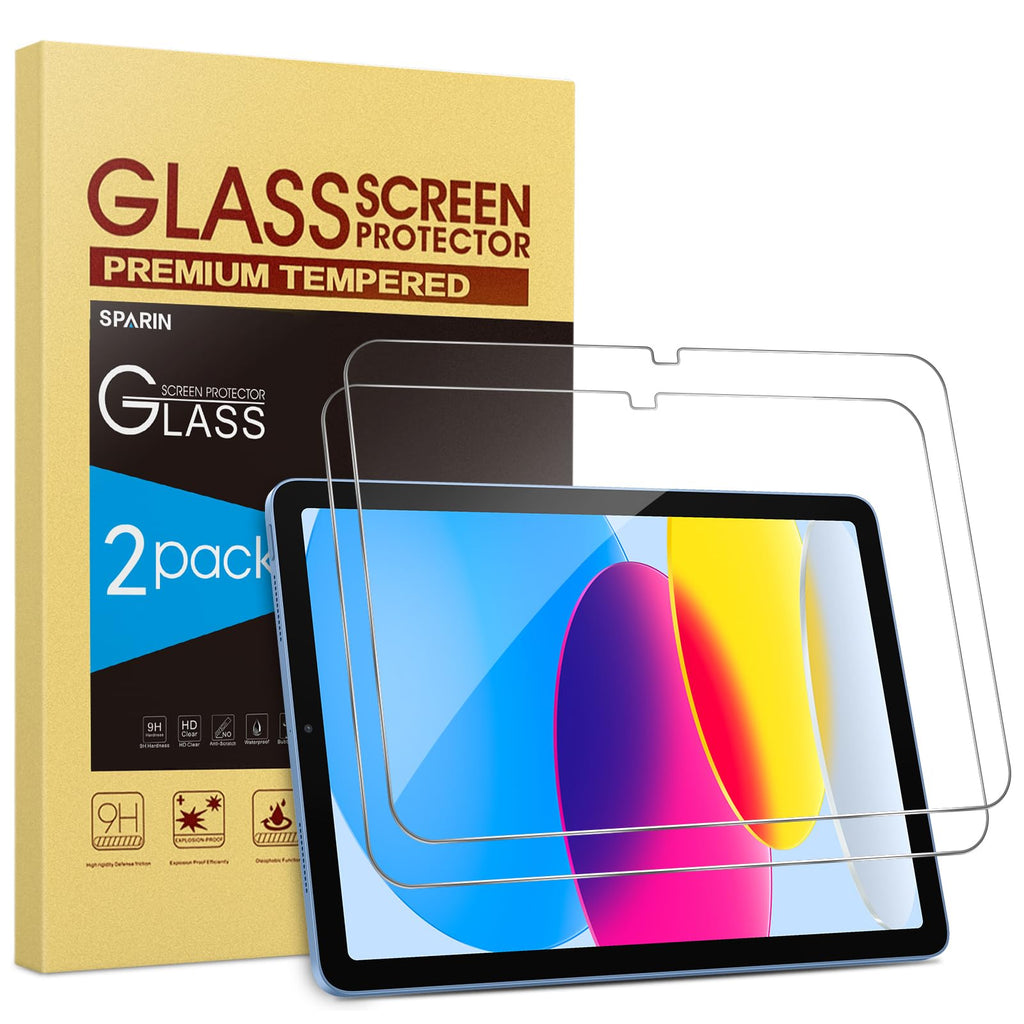 SPARIN Screen Protector for iPad A16 2025 11th (11 Inch) /10th Generation 2022 (10.9 Inch), 2 Pack Tempered Glass for iPad 11/10 Gen, Case Friendly, Anti-Scratch, Touch Sensitive