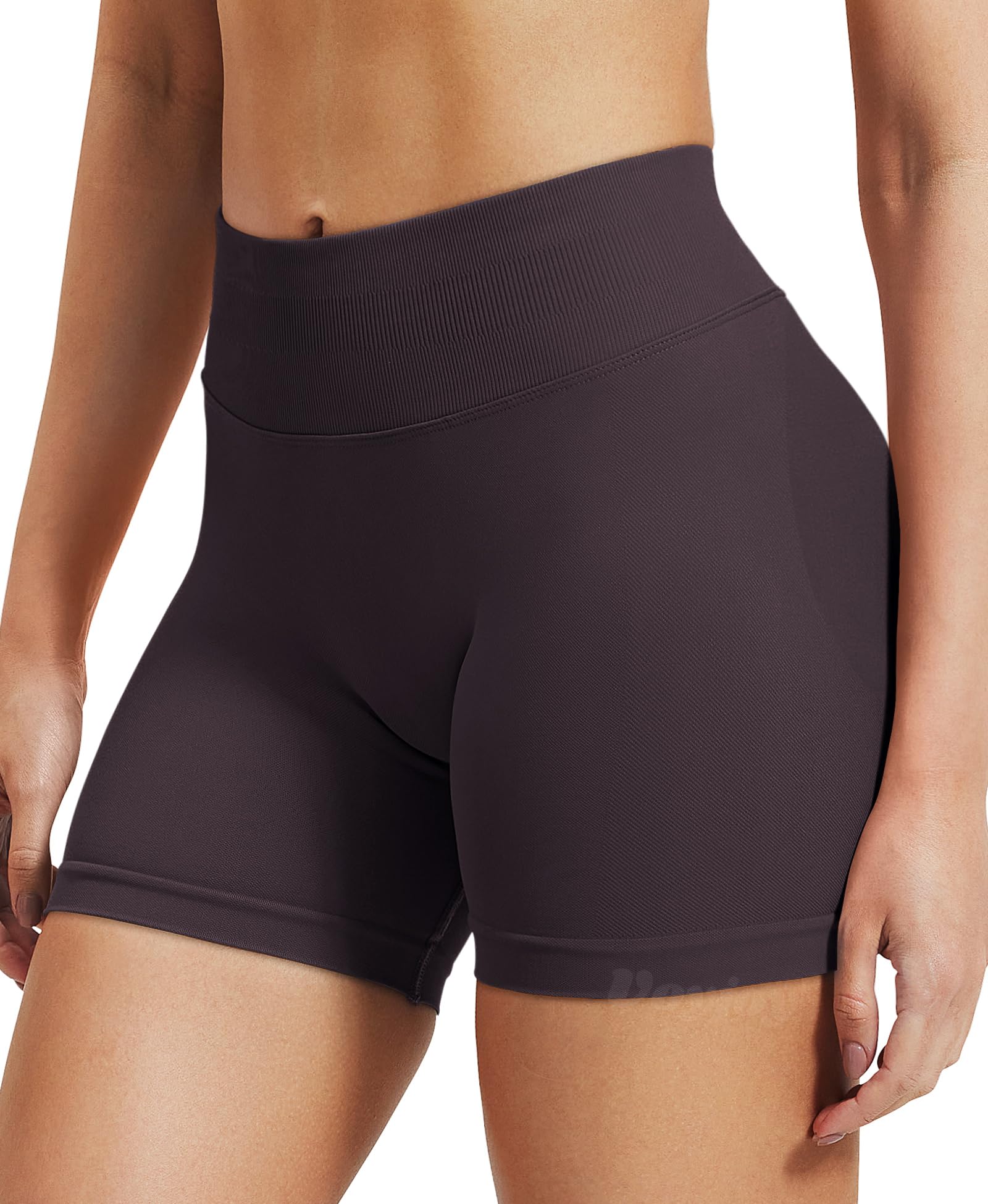 VOYJOY Women Workout Impact Shorts 2.5"/ 3.6"/ 4.5"/ 6" Scrunch Butt Lifting Gym Seamless Booty Biker Shorts Dark Brown