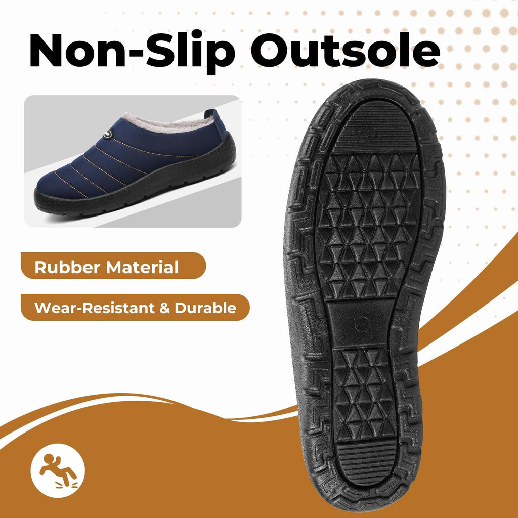Mishansha Mens Womens House Slippers Warm Fur Lined Winter House Shoes Slip on Cozy Indoor Outdoor Slipper Dark Blue Size 8.5 Women/6.5 Men
