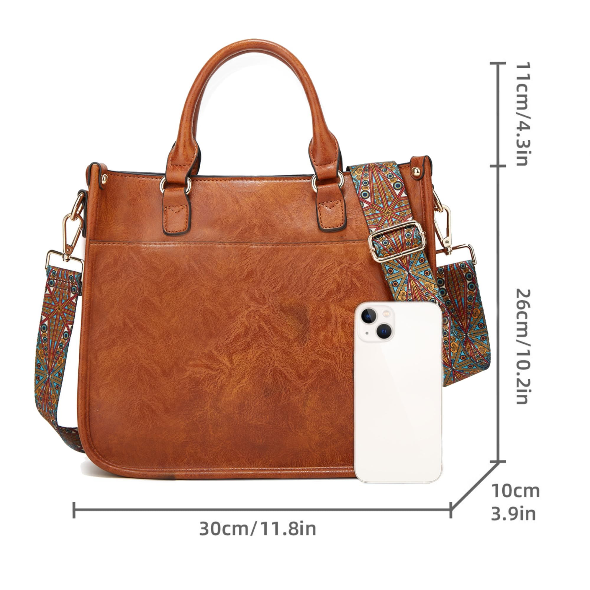 Crossbody Purses and Handbags for Women, Tote Shoulder Bag Satchel Purse and PU Leather Top Handle for Ladies (brown)