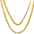 JEWELHEART 14K Real Gold Flat Mariner Chain - 2.4mm Diamond Cut Anchor Link Chain Necklace For Men - Dainty Yellow Gold Pendant Necklace For Women with Lobster Clasp 18"